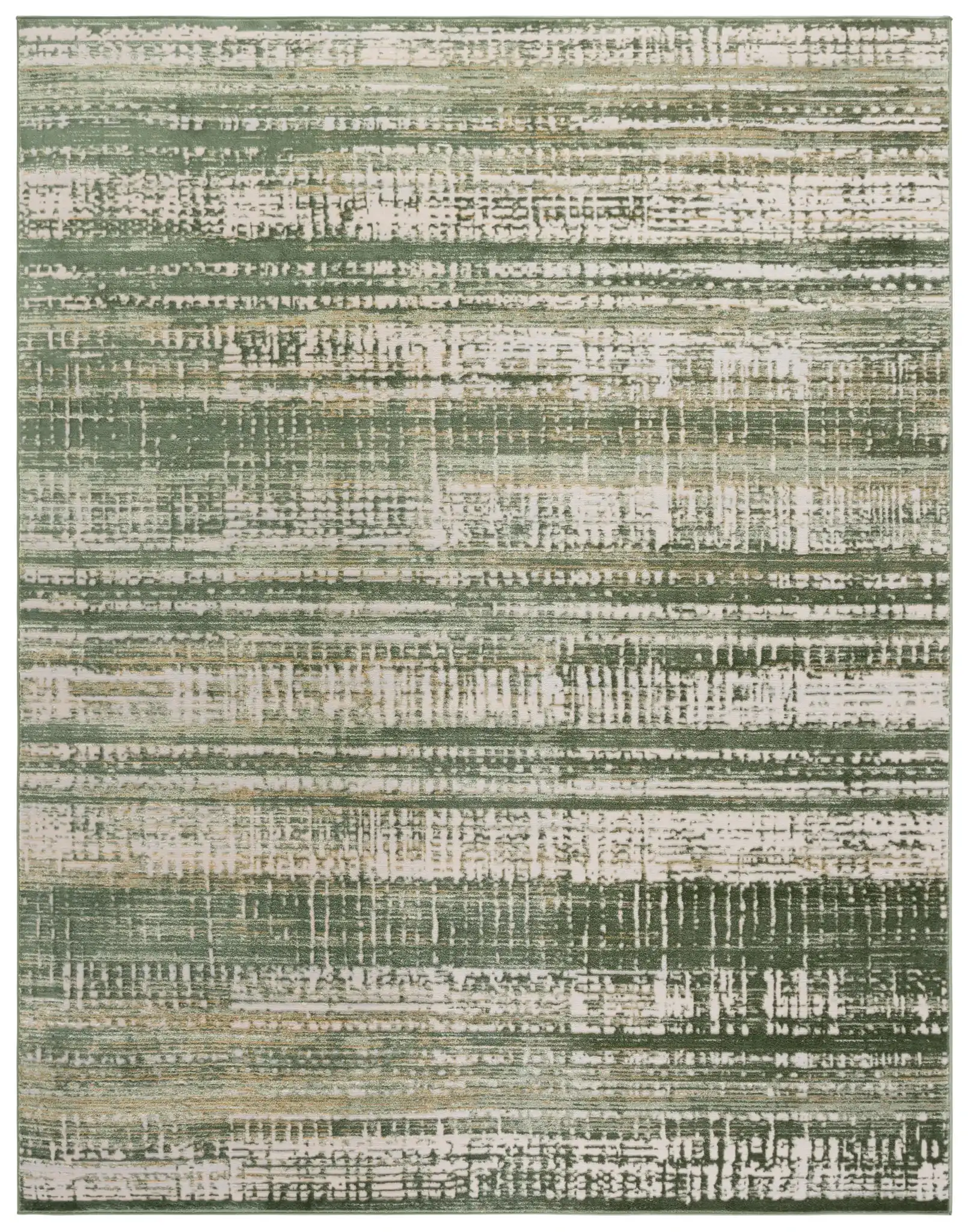 Prestige Linear Abstract Rug in Ivory / Green