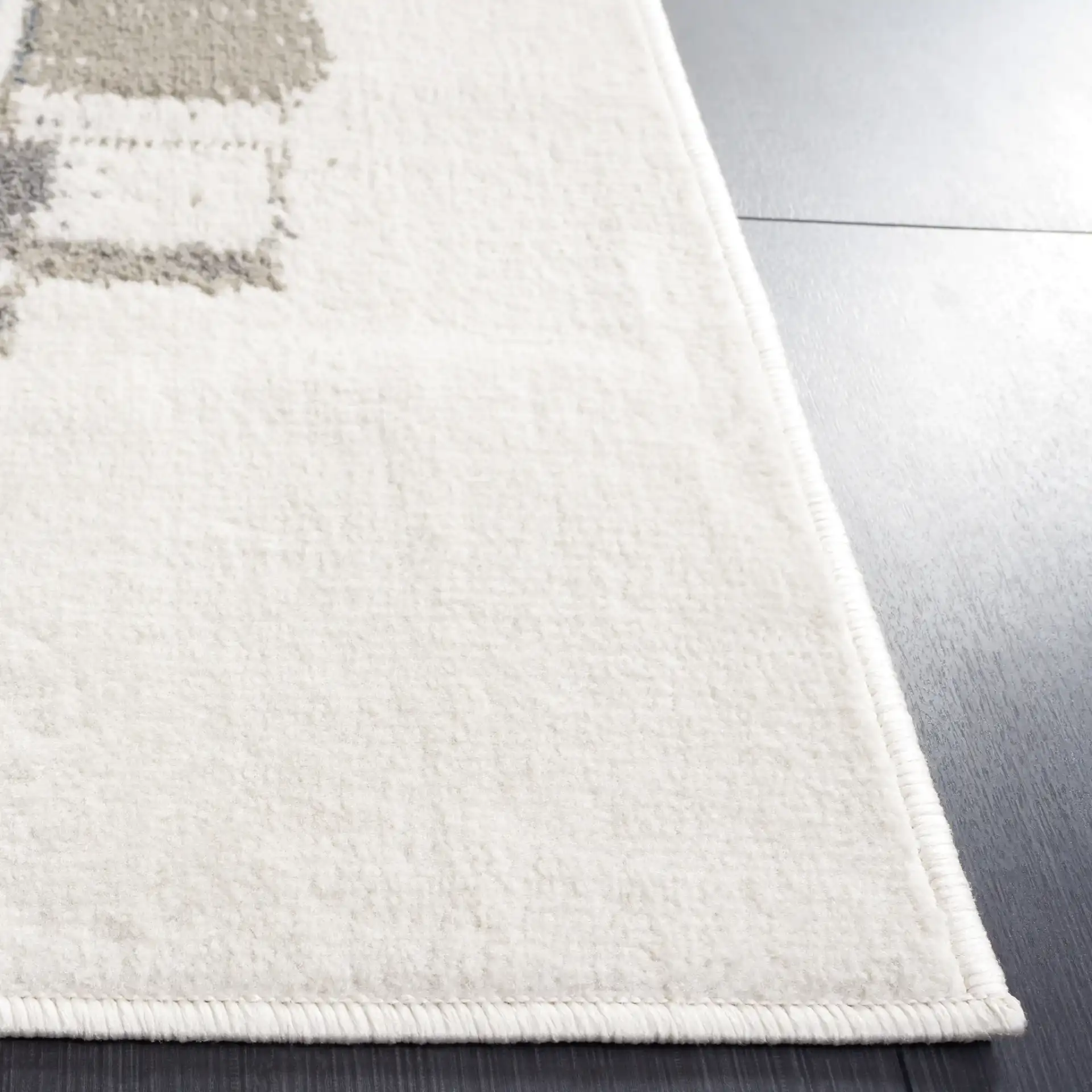 Pyramid Patchwork Block Rug in Ivory / Gray Navy in a styled room