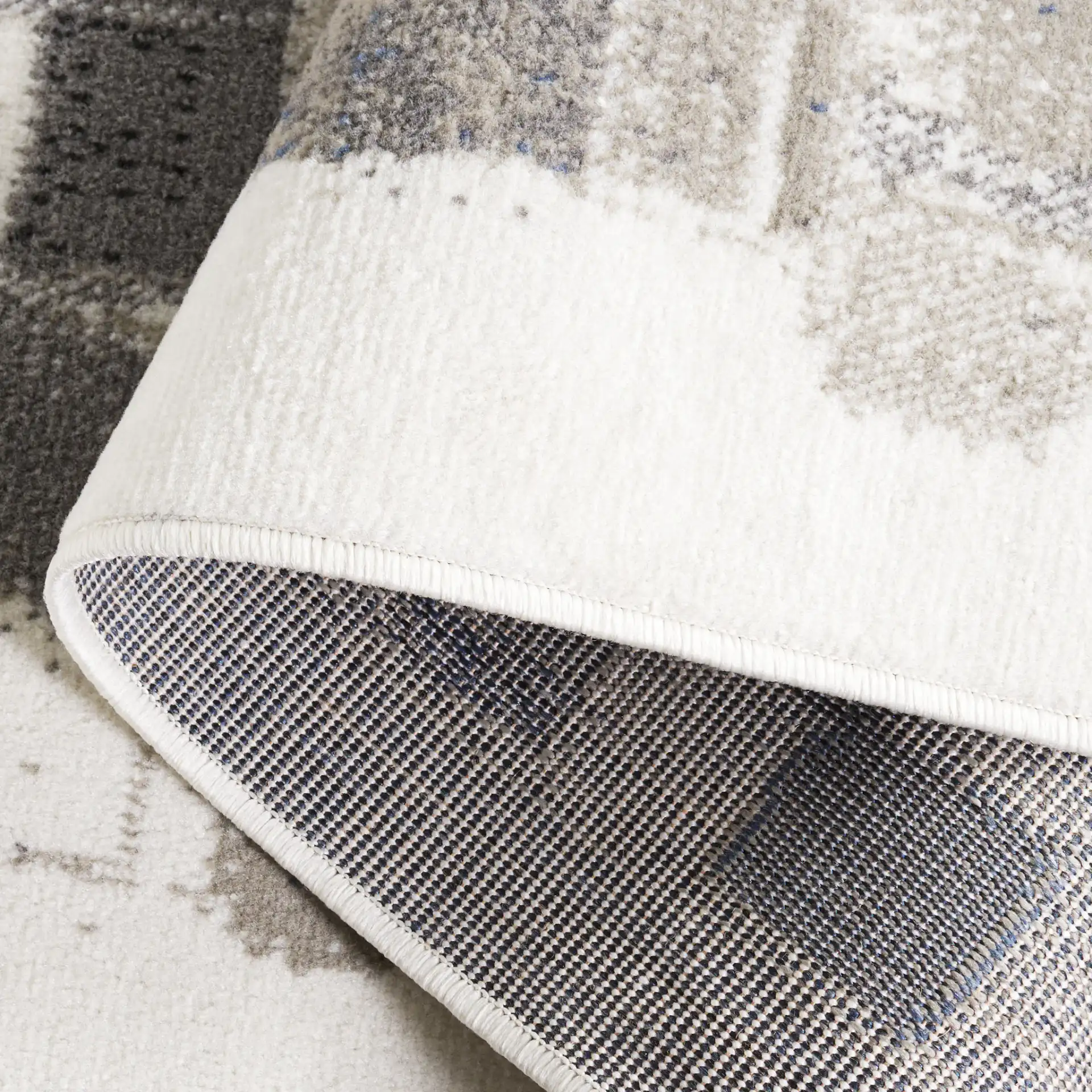 Pyramid Patchwork Block Rug in Ivory / Gray Navy in a styled room