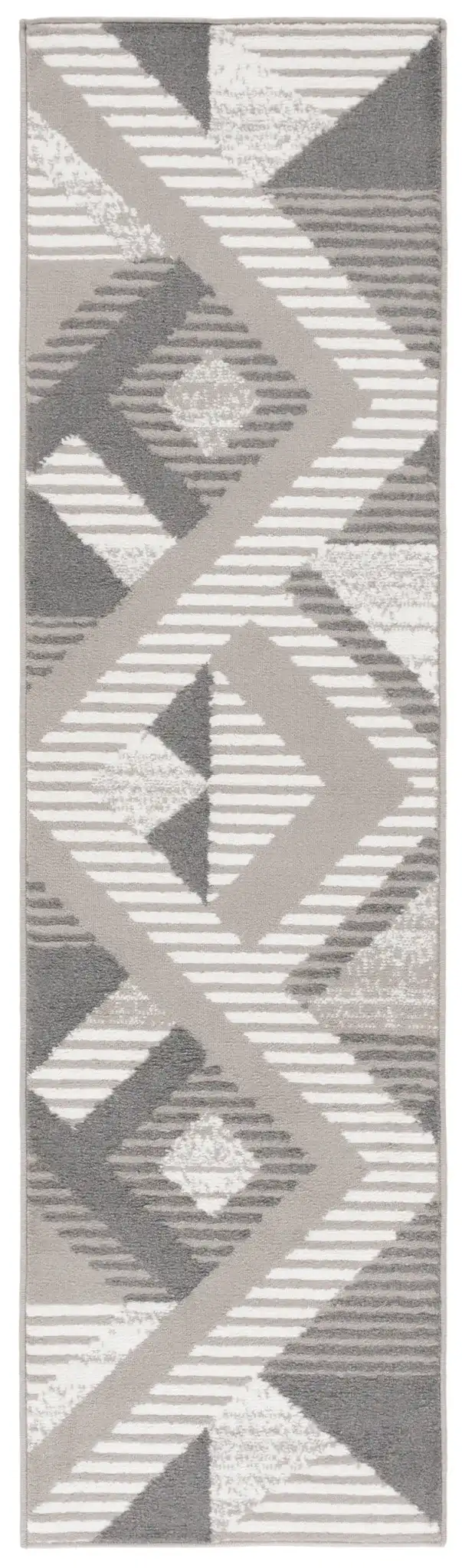 Pyramid Modern Geometric Rug in Gray / Ivory, detail view