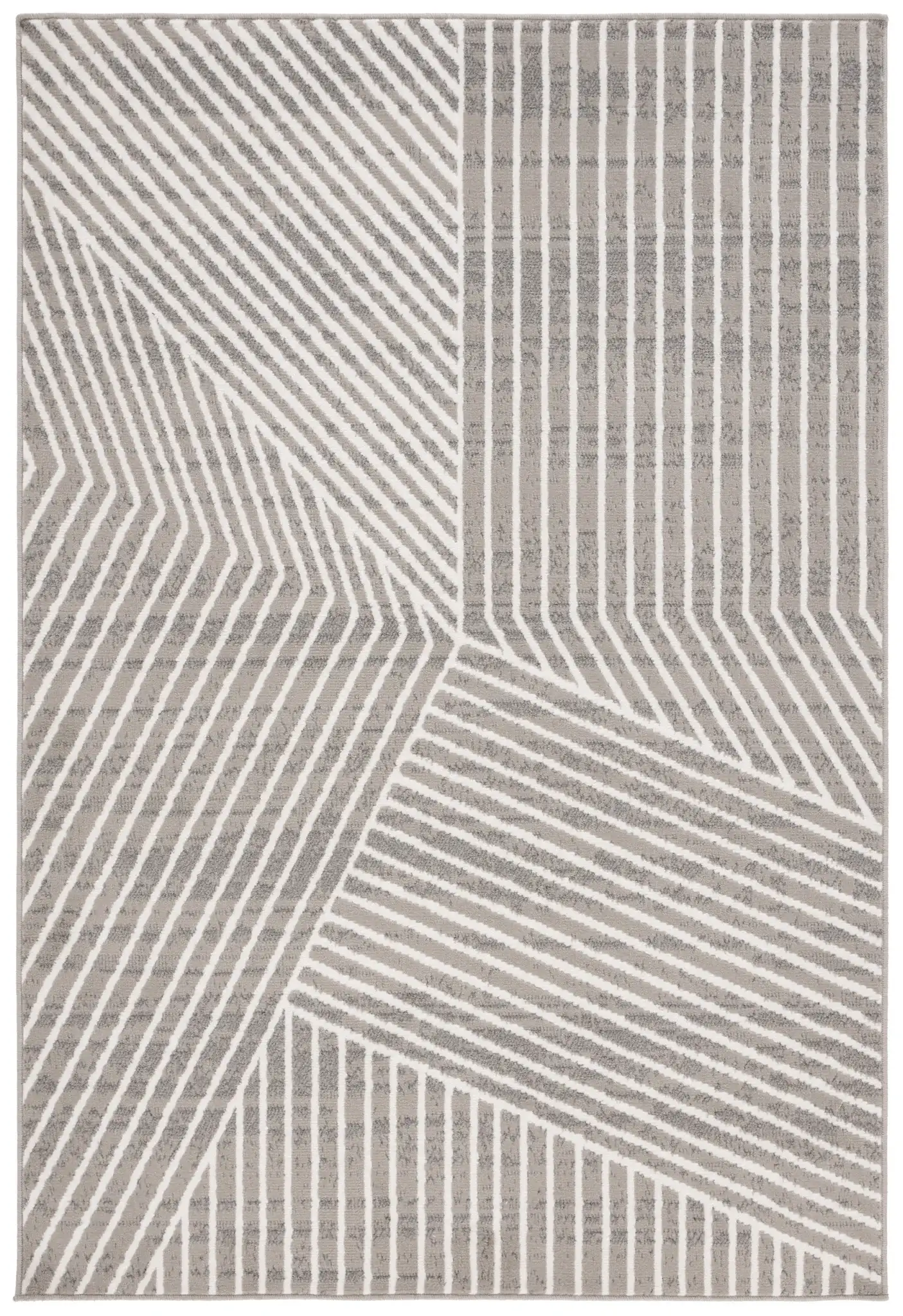 Pyramid Striped Panel Rug in Gray / Ivory