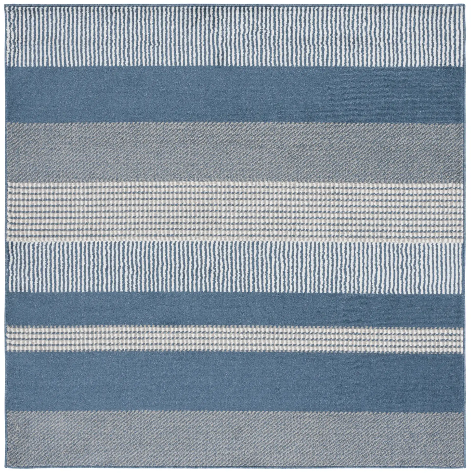 Pyramid Striped Rug in Navy / Ivory