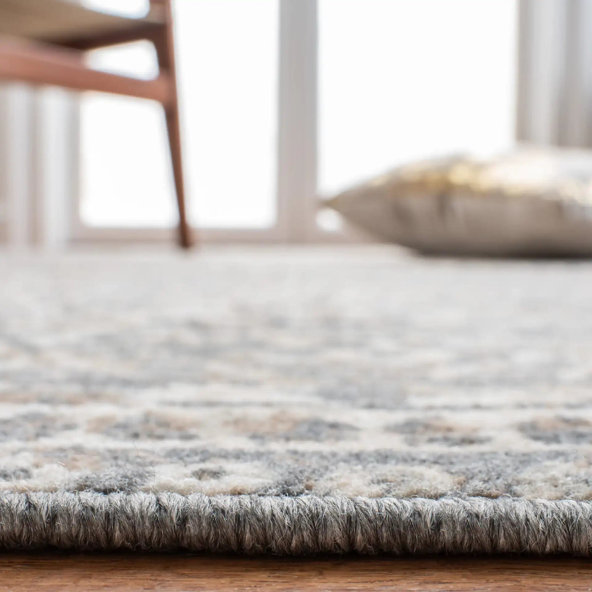 Pyramid Tribal Hexagon Rug in Ivory / Charcoal in a styled room