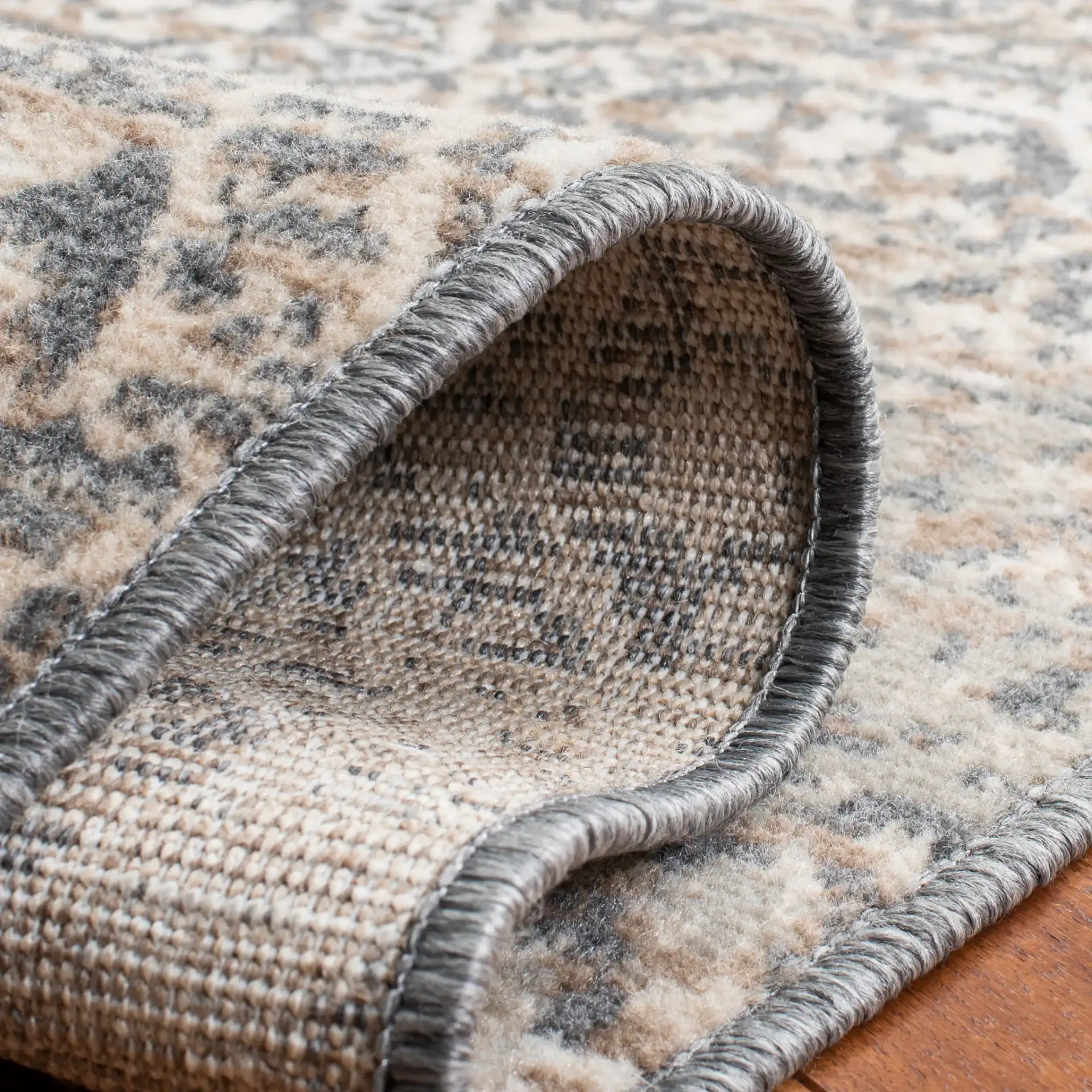 Pyramid Tribal Hexagon Rug in Ivory / Charcoal in a styled room