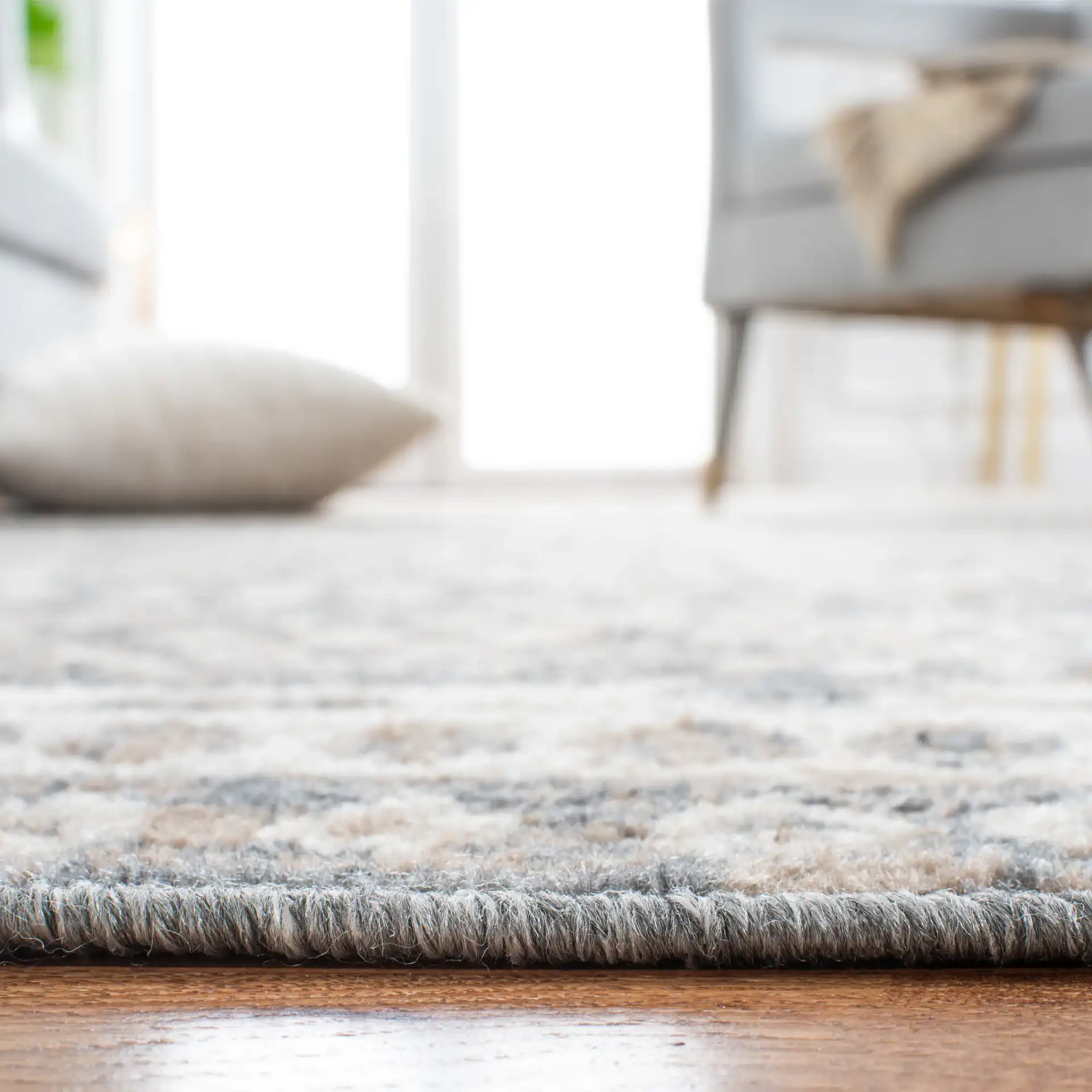 Pyramid Tribal Hexagon Rug in Ivory / Charcoal in a styled room