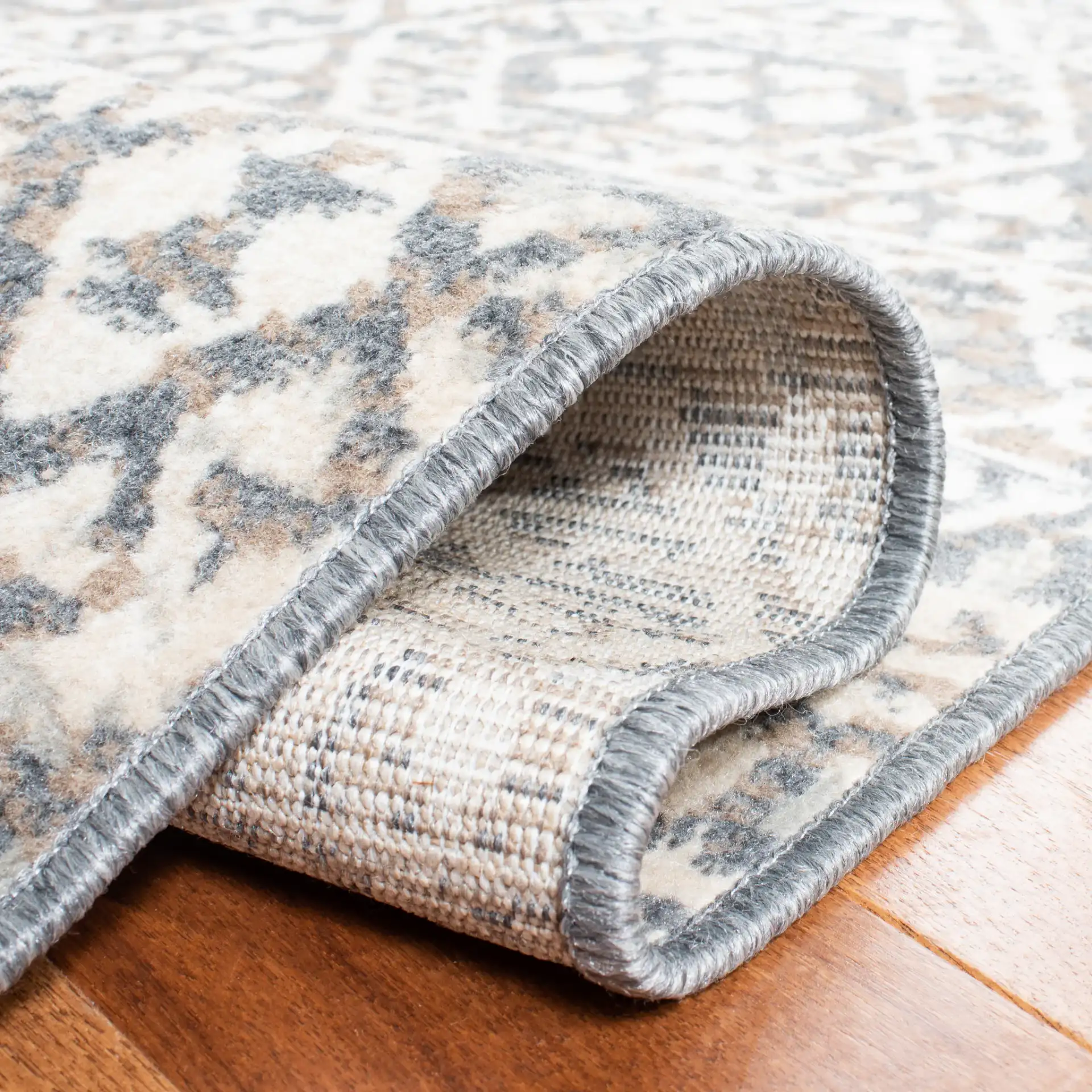 Pyramid Tribal Hexagon Rug in Ivory / Charcoal in a styled room