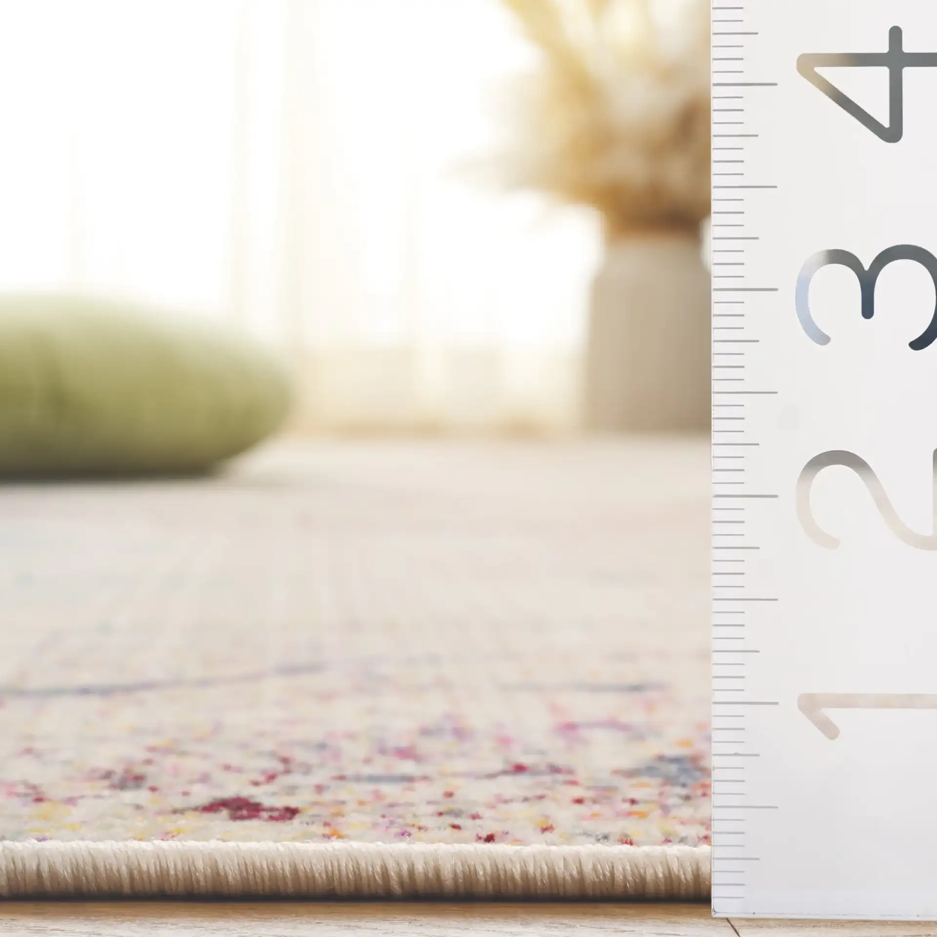 Rainbow Marbled Outdoor Rug in Ivory / Blue Gold in a styled room