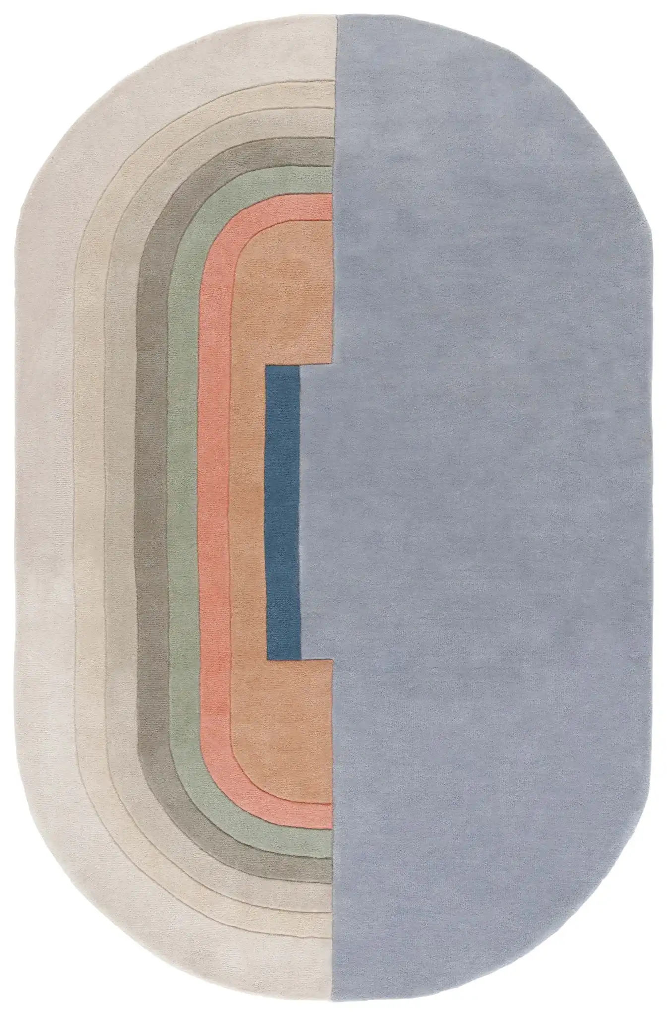 Rodeo Drive Concentric Arch Hand-Tufted Wool Rug in Blue / Ivory