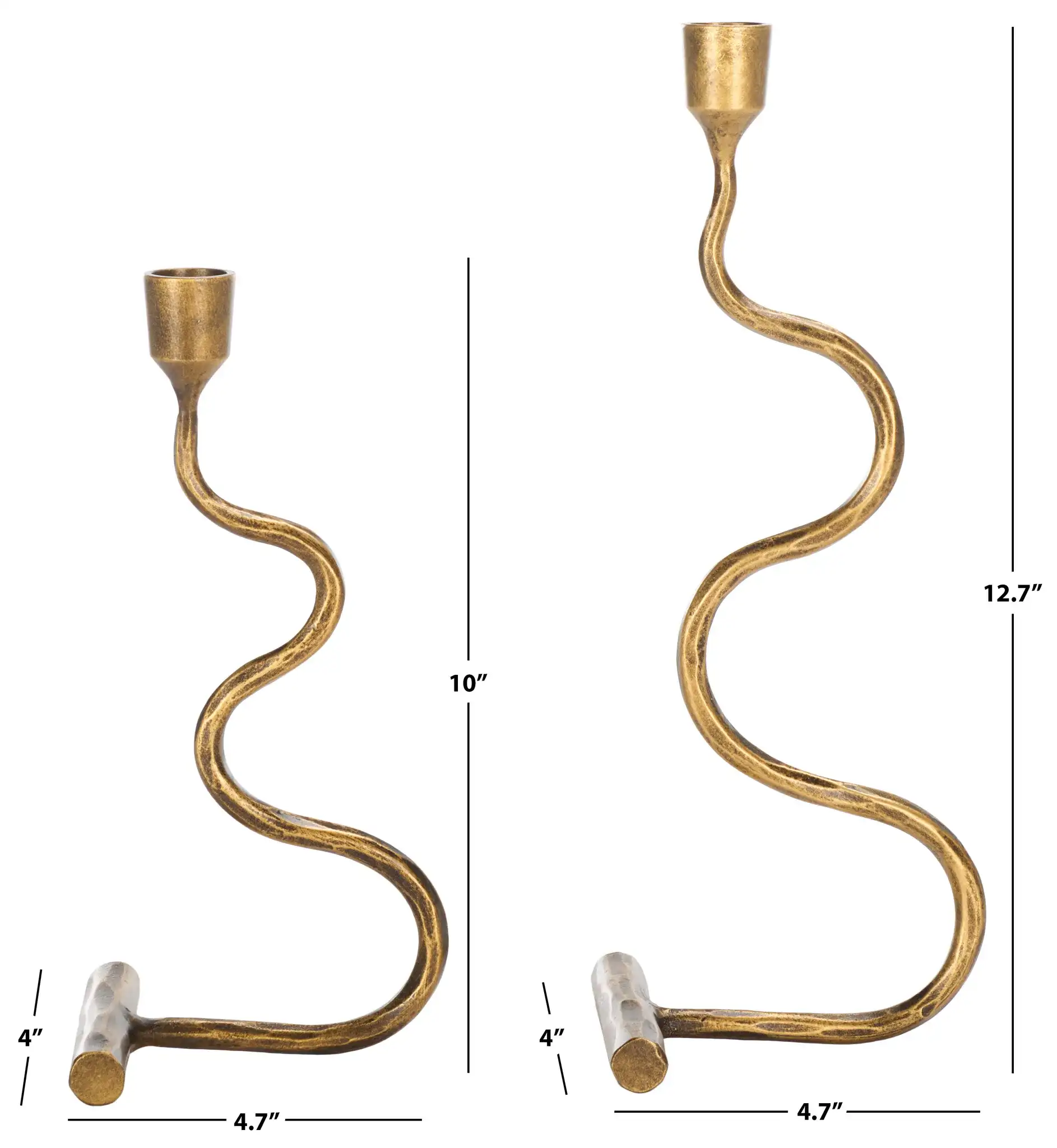 Zobi Candlestick (Set Of 2) in Gold, detail view