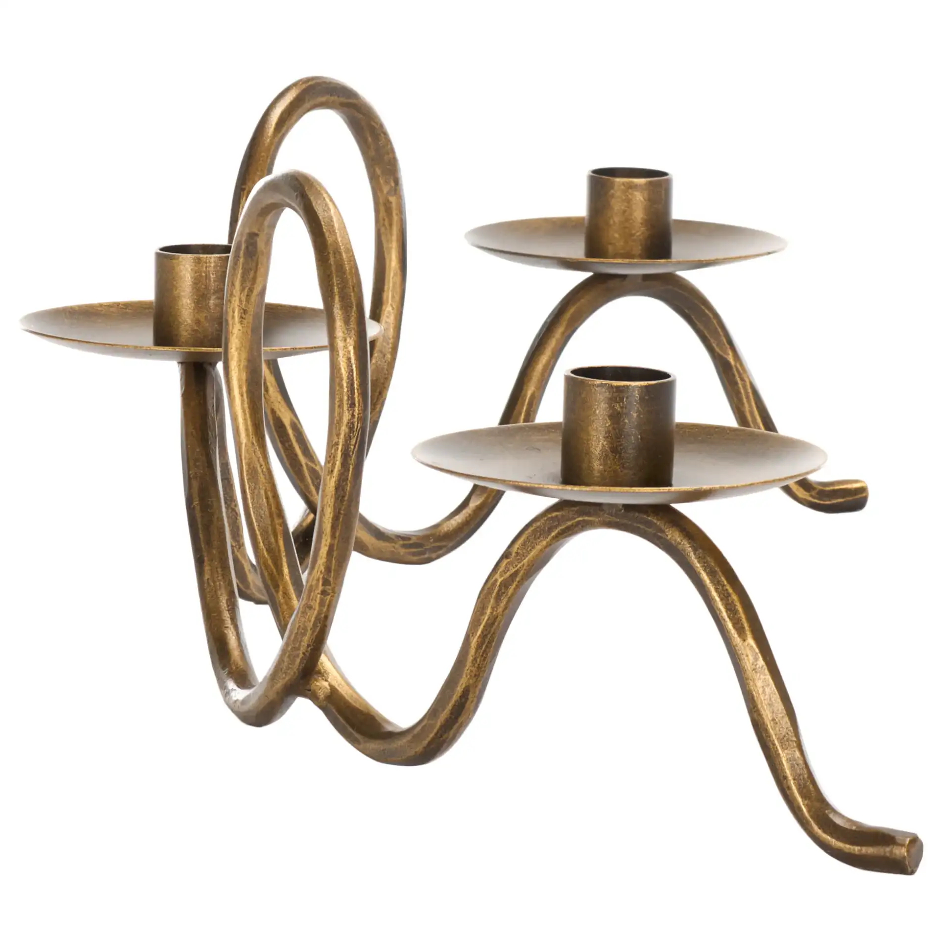 Cian Candle Centerpiece in Brass, detail view