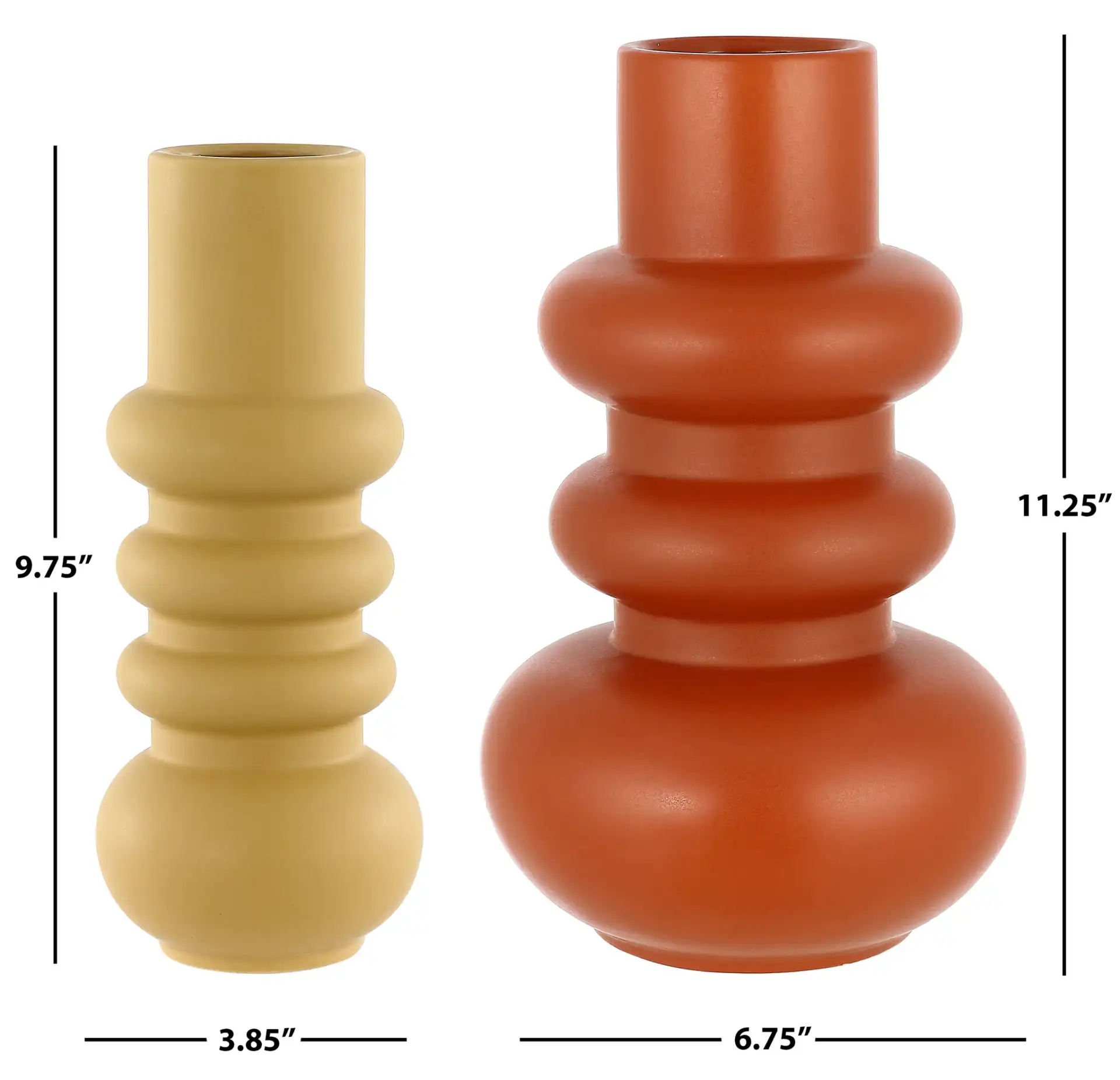 Theissa Ceramic Vase (Set Of 2) in Orange / Pale Yellow, detail view