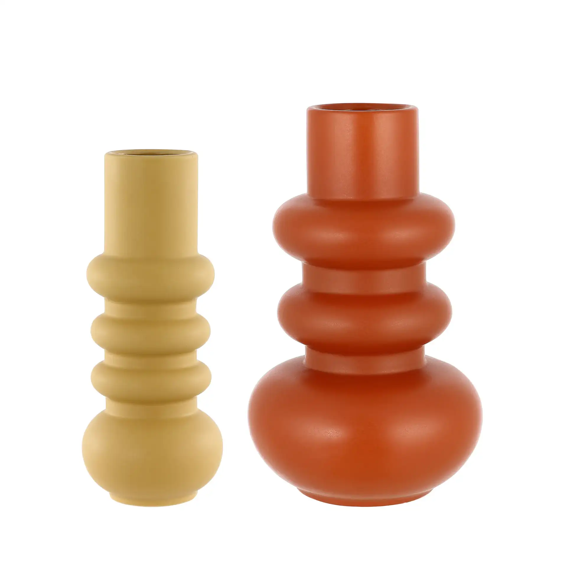 Theissa Ceramic Vase (Set Of 2) in Orange / Pale Yellow