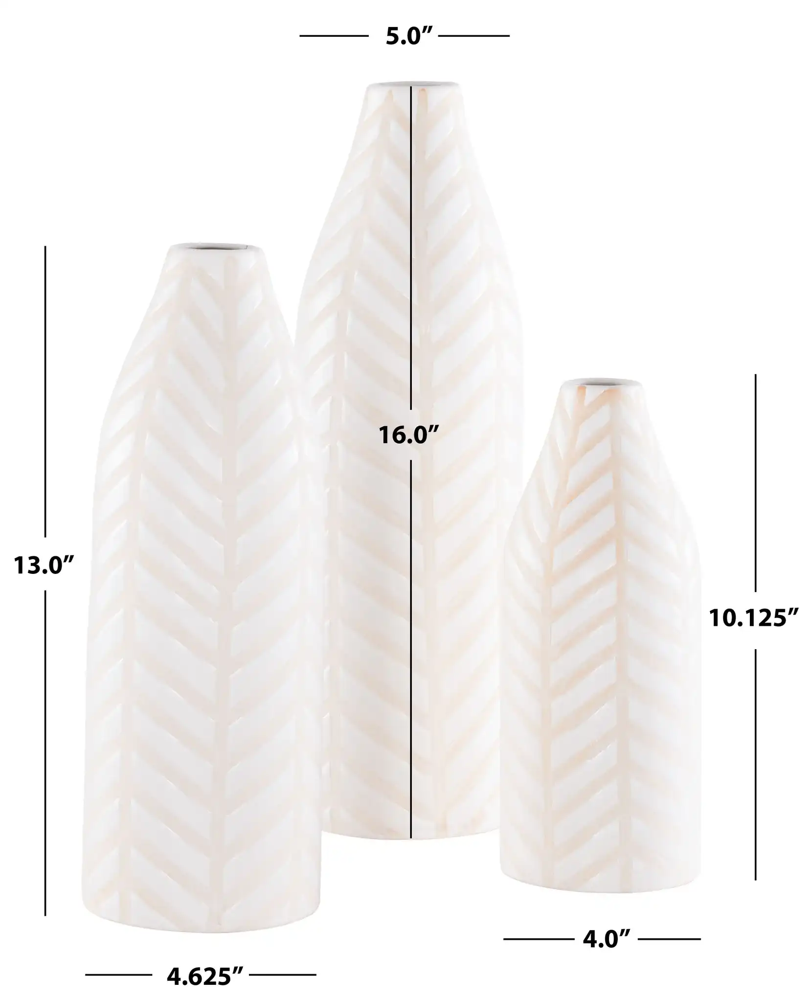 Lovetta Ceramic Vase (Set Of 3) in Cream, detail view