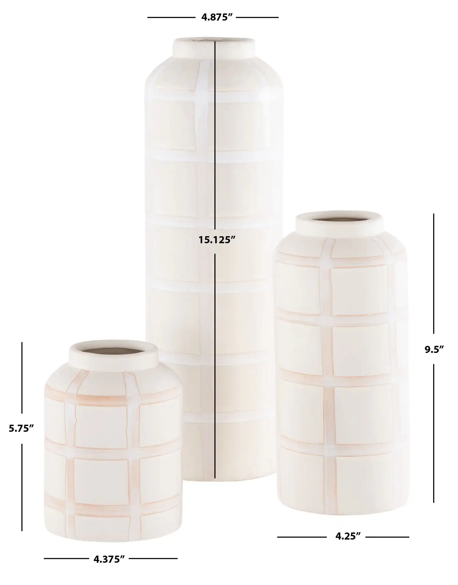 Luette Ceramic Vase (Set Of 3) in Cream, detail view