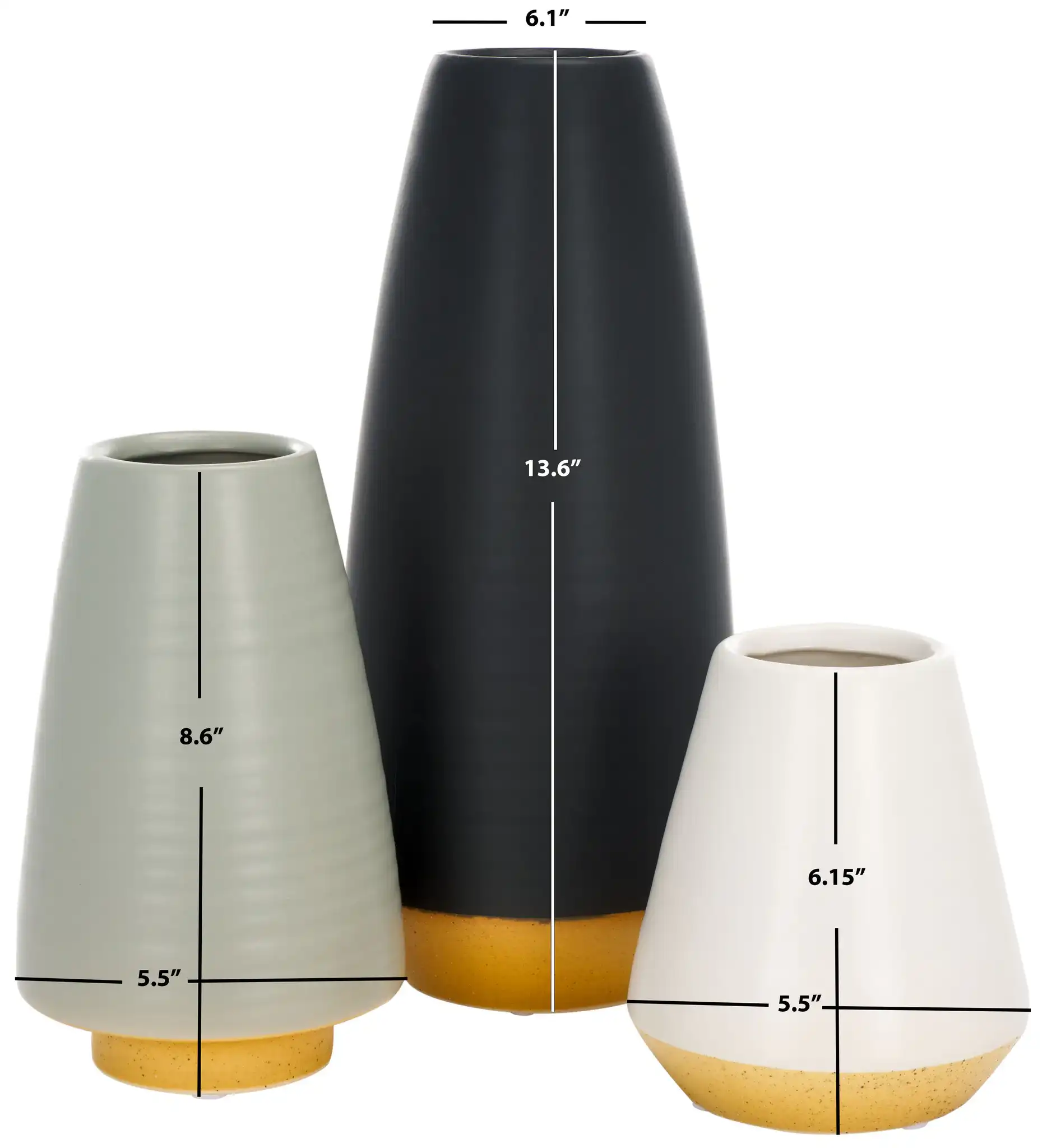 Joetta Ceramic Vase (Set Of 3) in Assorted, detail view