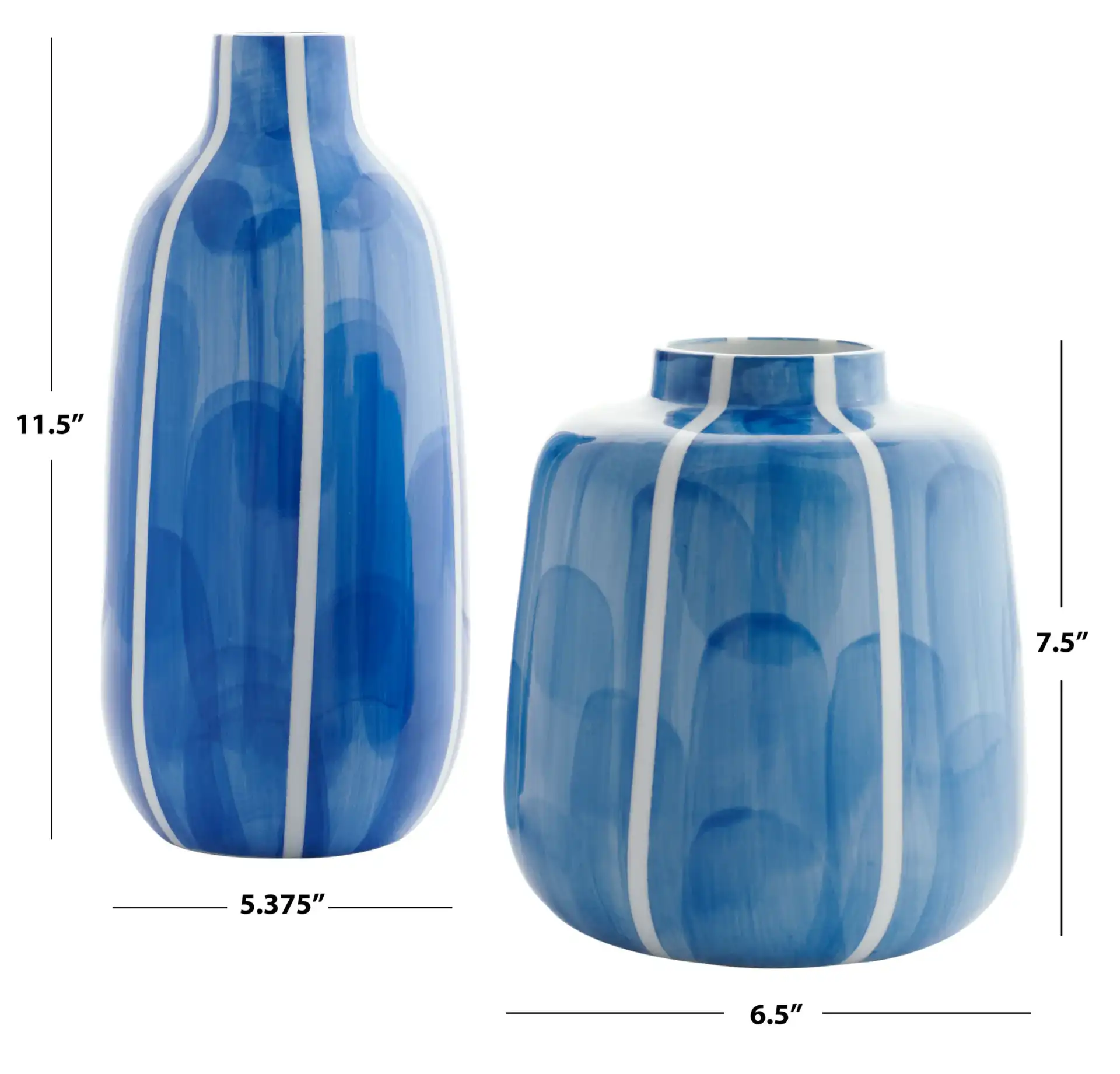 Saori Ceramic Vase (Set Of 2) in Blue / White, detail view