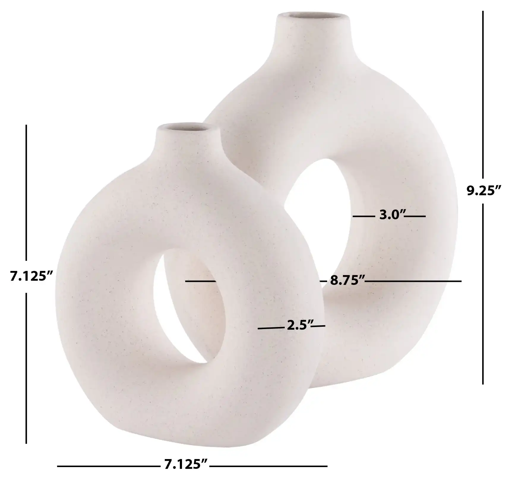 Avza Ceramic Vase (Set Of 2) in Beige, detail view