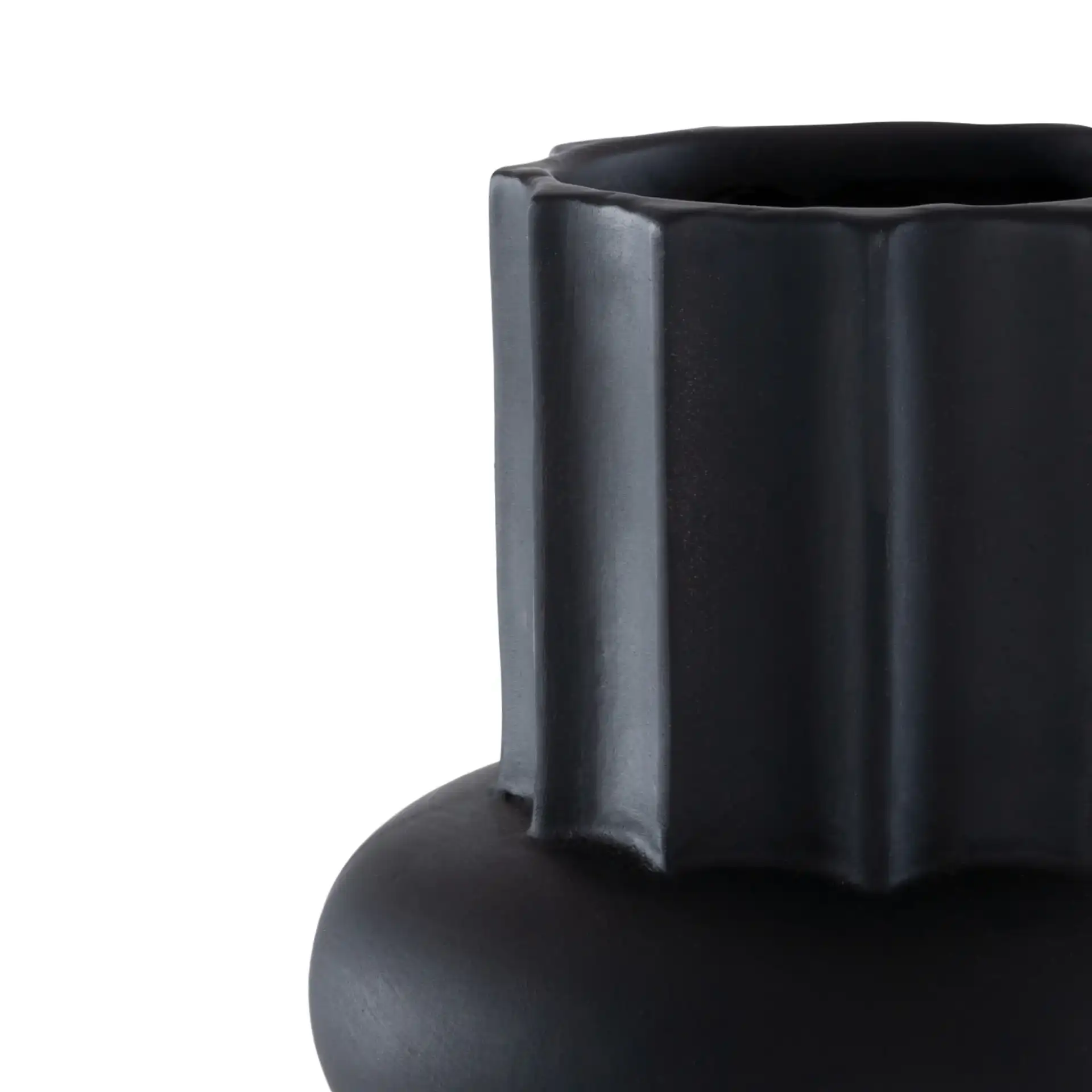 Croix Ceramic Vase (Set Of 2) in Antique Black in a styled room
