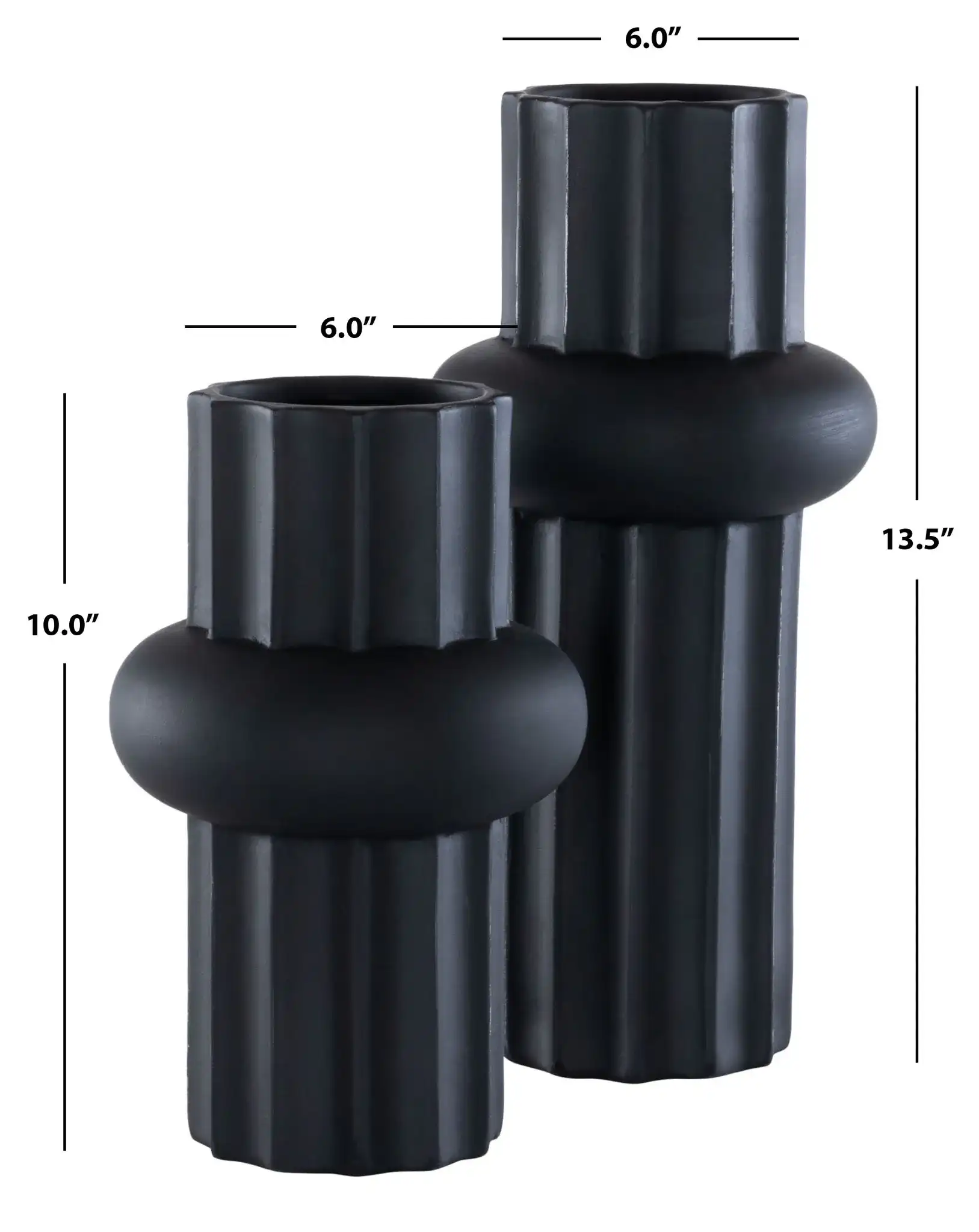 Croix Ceramic Vase (Set Of 2) in Antique Black, detail view