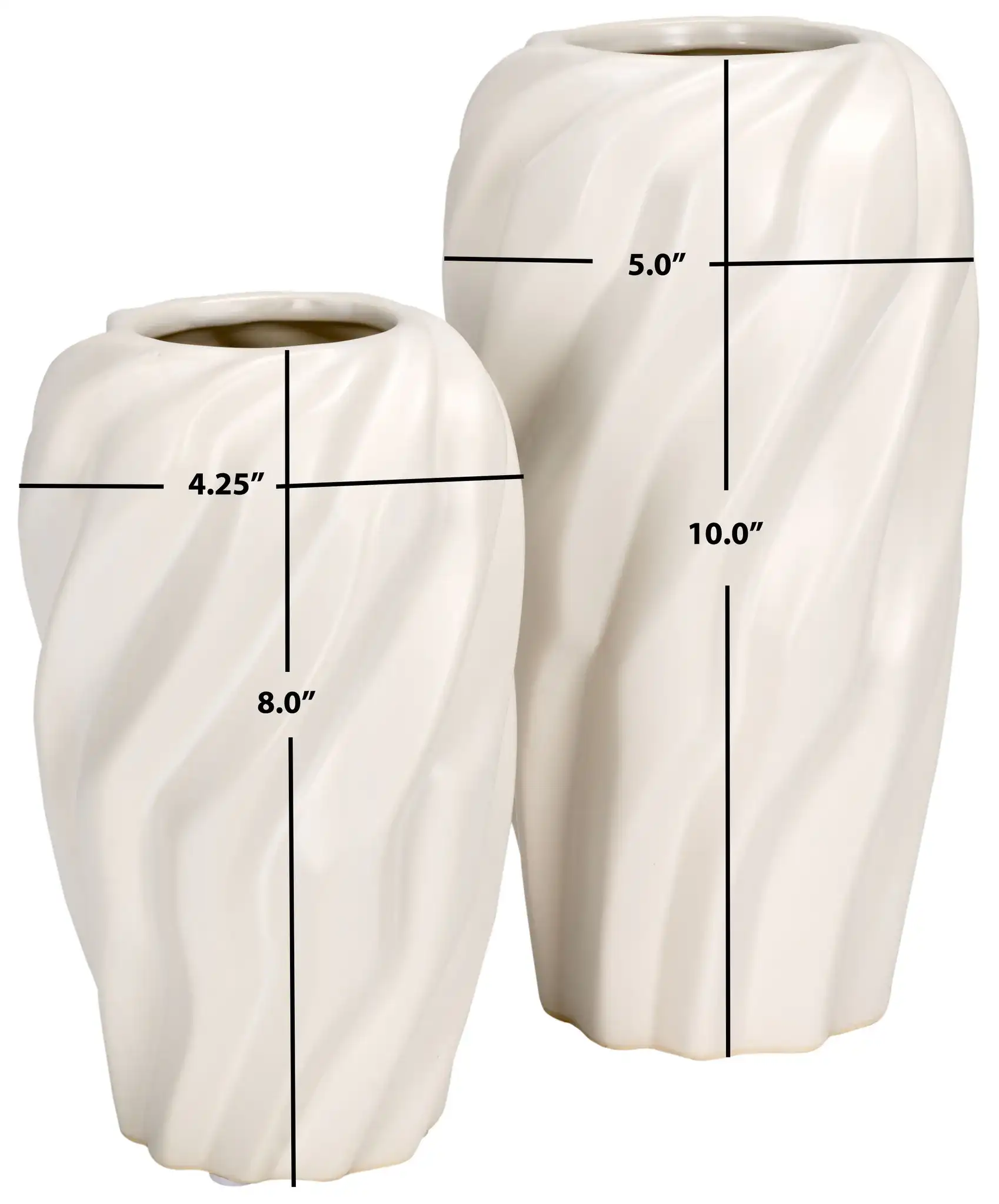 Verdad Ceramic Vase (Set Of 2) in Cream, detail view