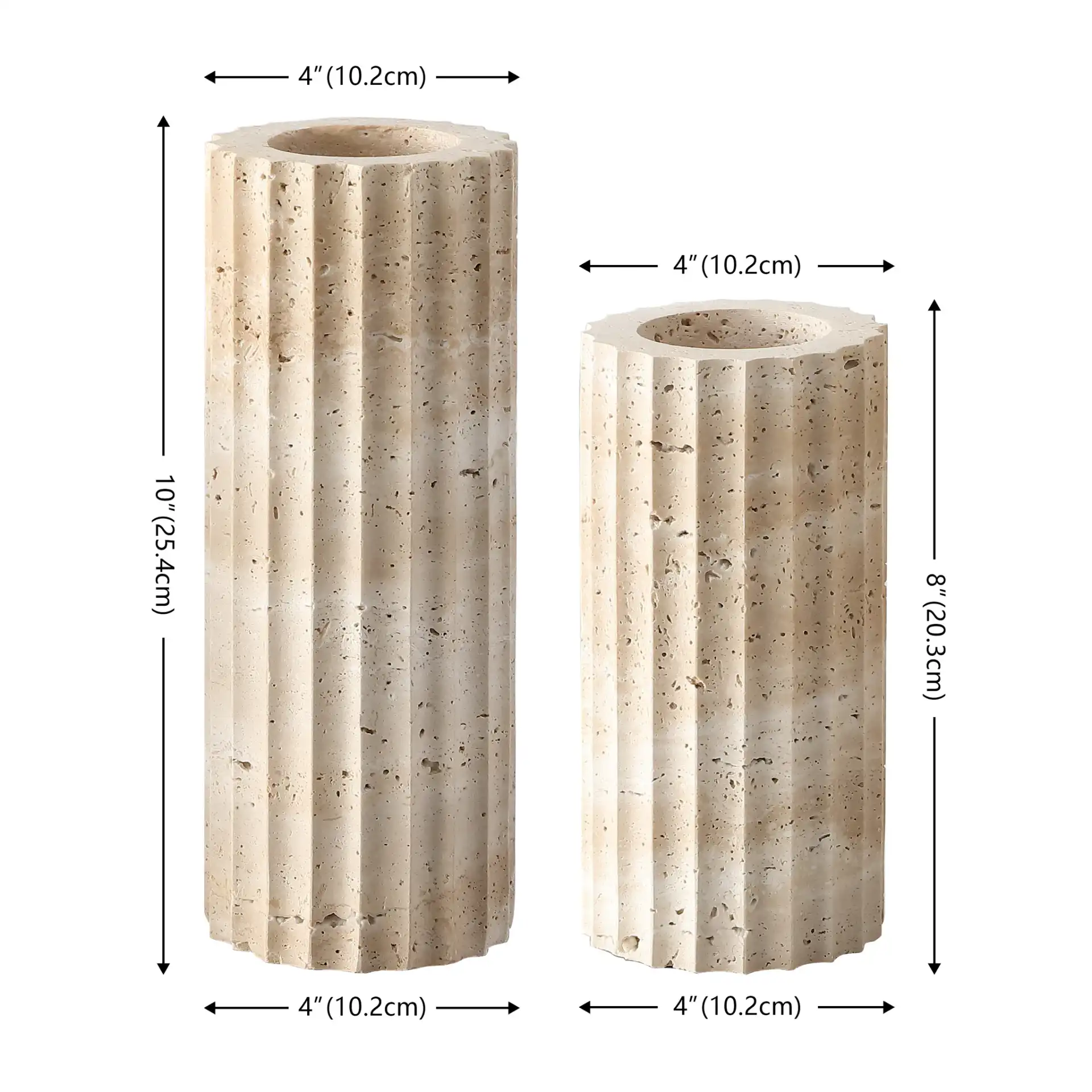Teroi Travertine Vases (Set Of 2) in Sand, detail view