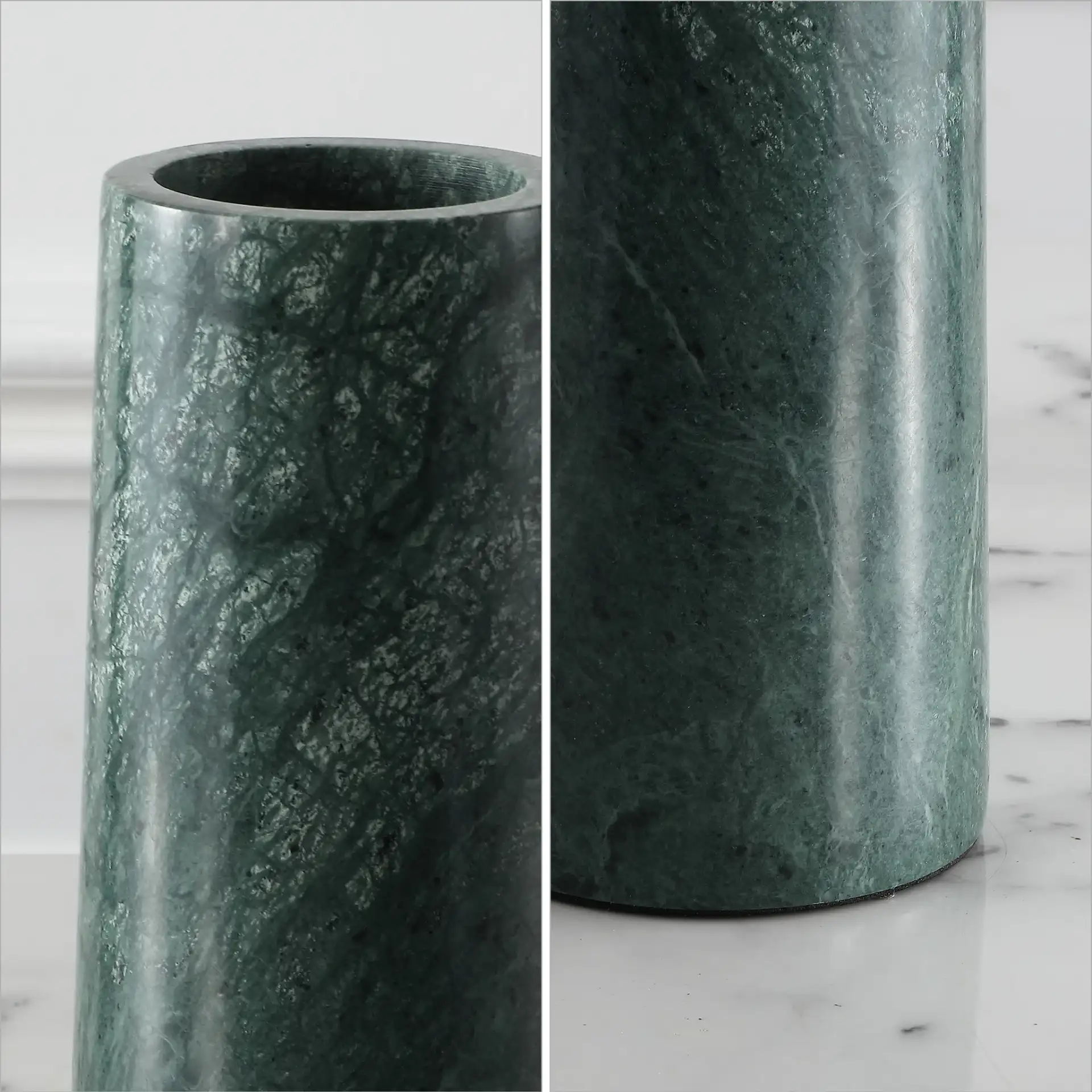 Valto Marble Vases (Set Of 2) in Green in a styled room