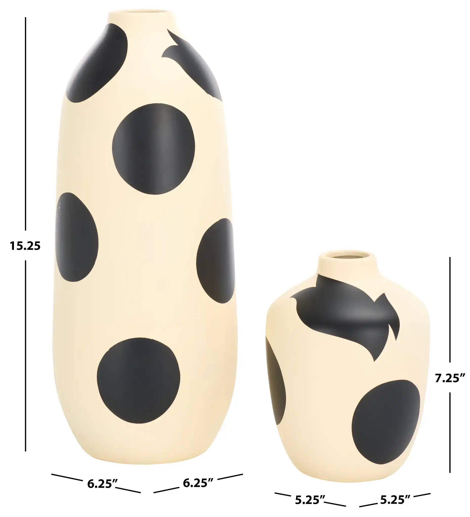 Tahleah Ceramic Vases (Set Of 2) in Cream / Black, detail view