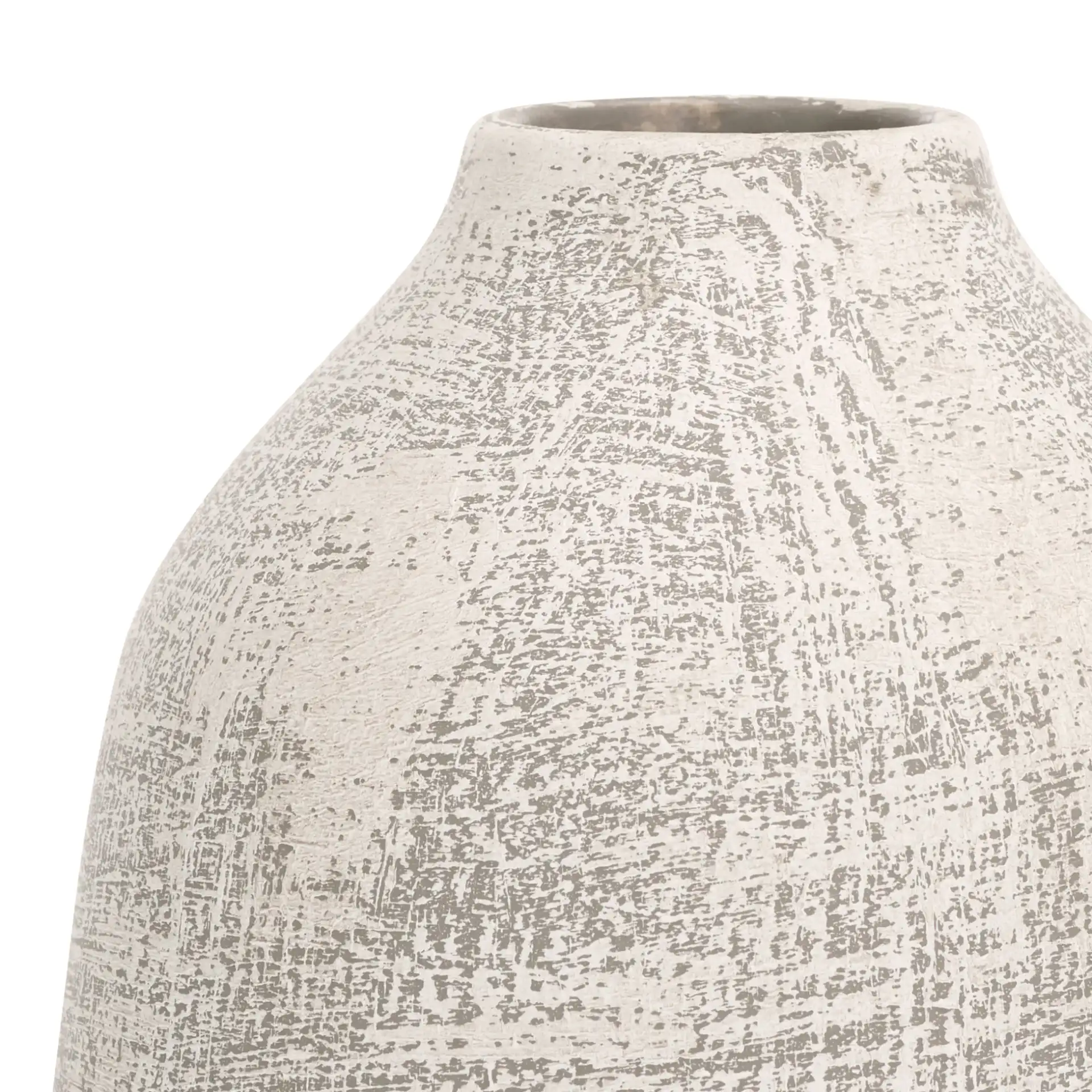 Oia 10.75-Inch Ceramic Vase in Gray / White Wash in a styled room