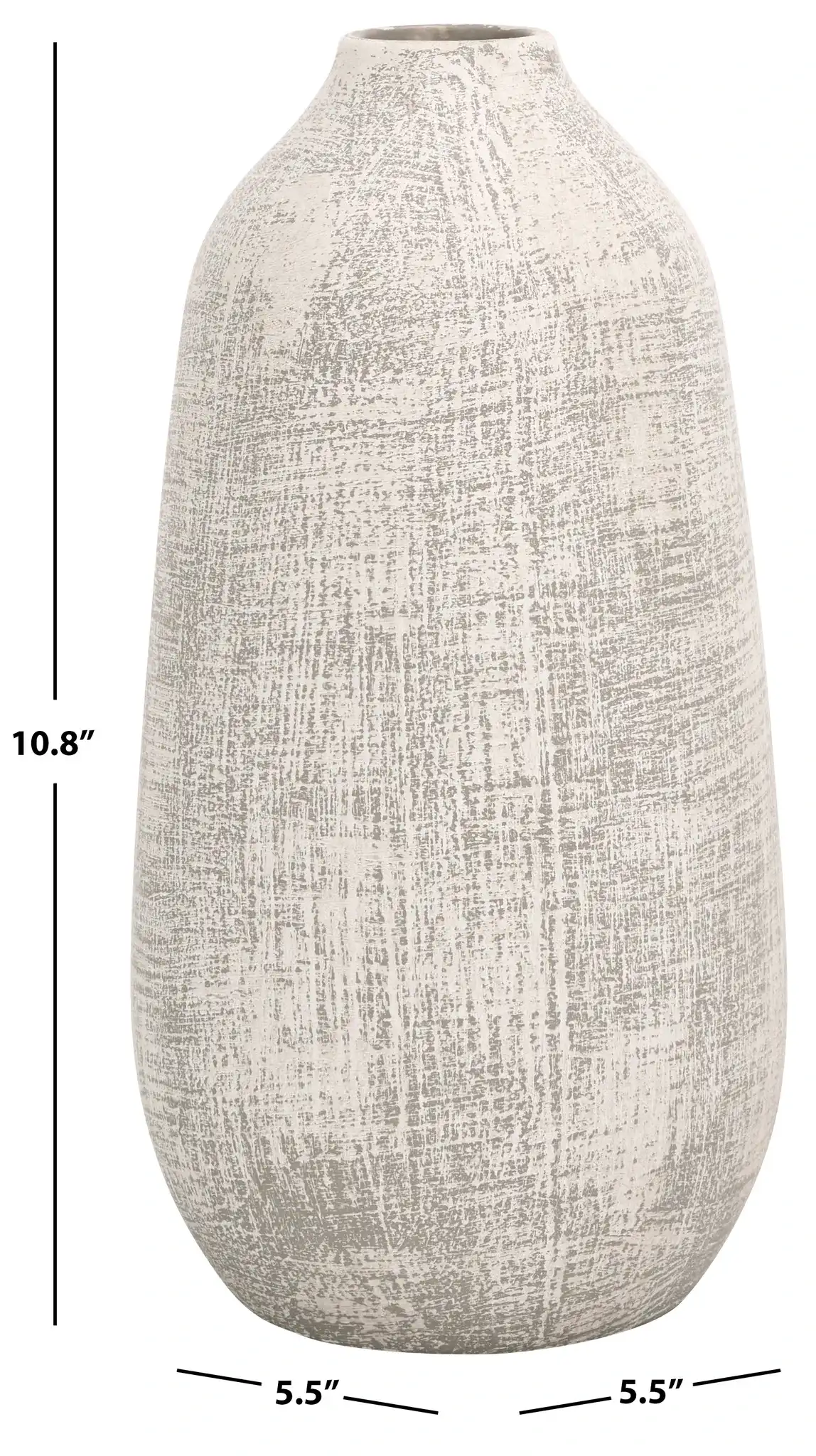 Oia 10.75-Inch Ceramic Vase in Gray / White Wash, detail view
