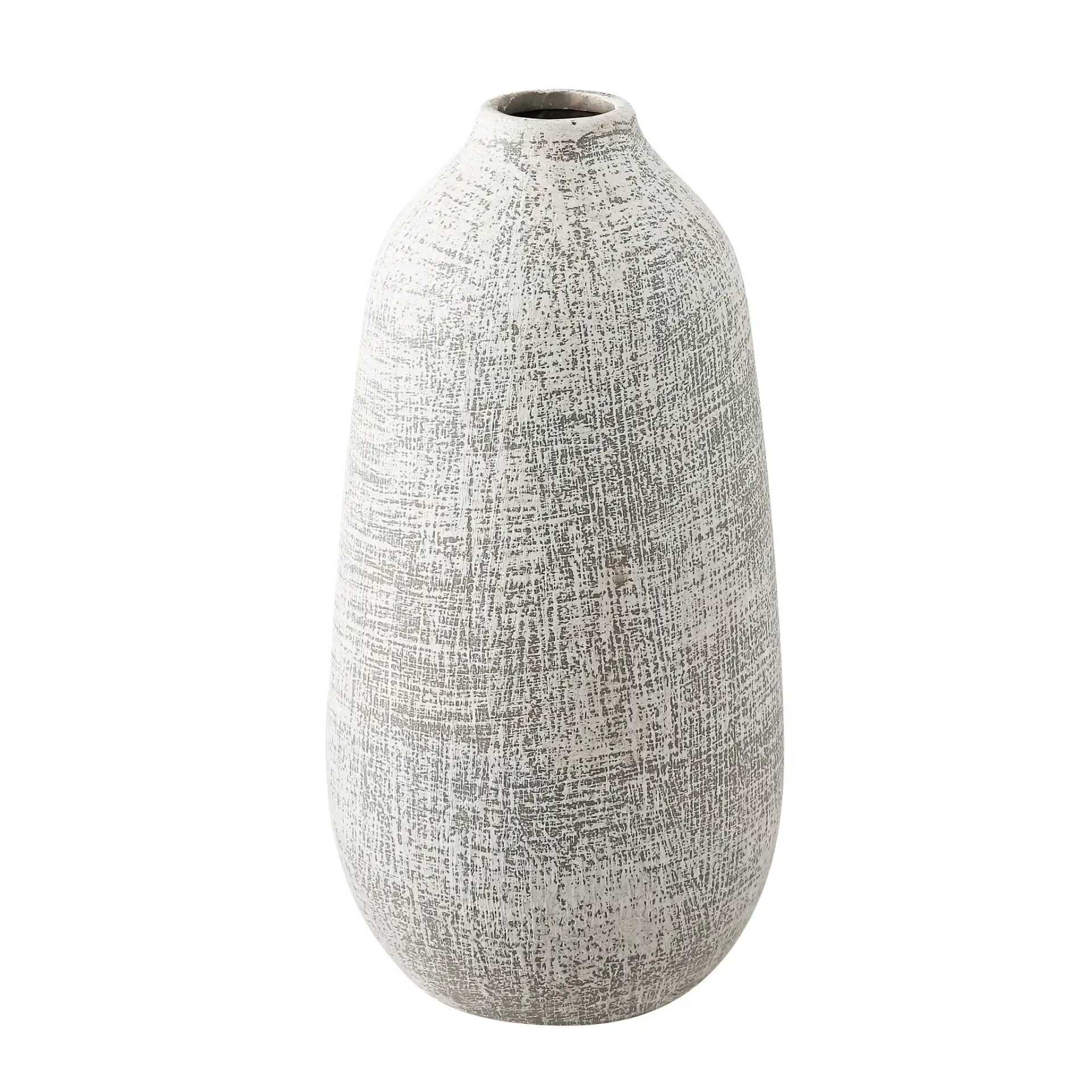 Oia 10.75-Inch Ceramic Vase in Gray / White Wash