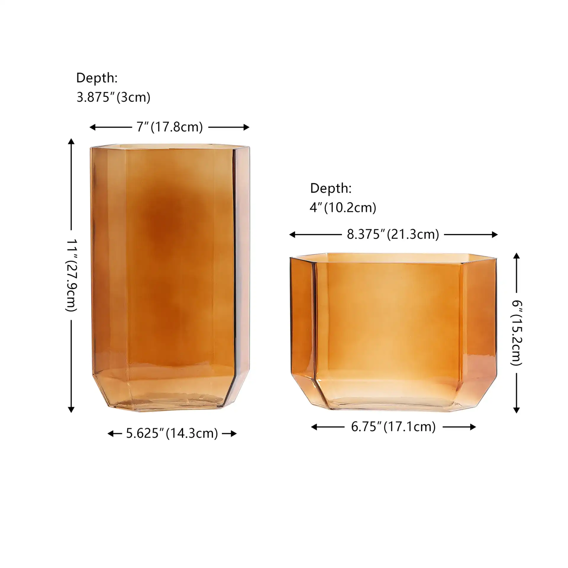 Noreno Glass Vase (Set Of 2) in Light Orange, detail view