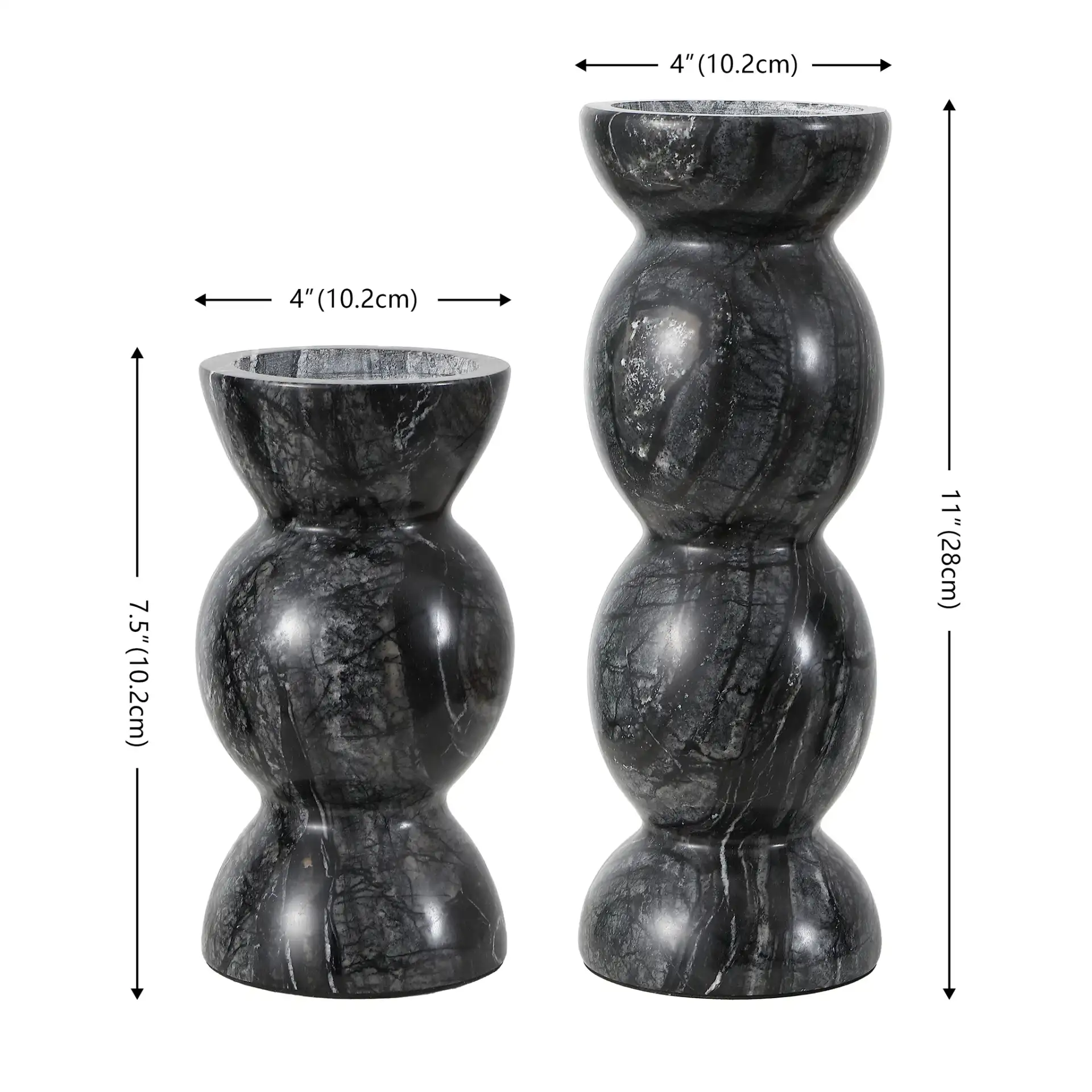 Rhodes Candle Holder (Set Of 2) in Black, detail view