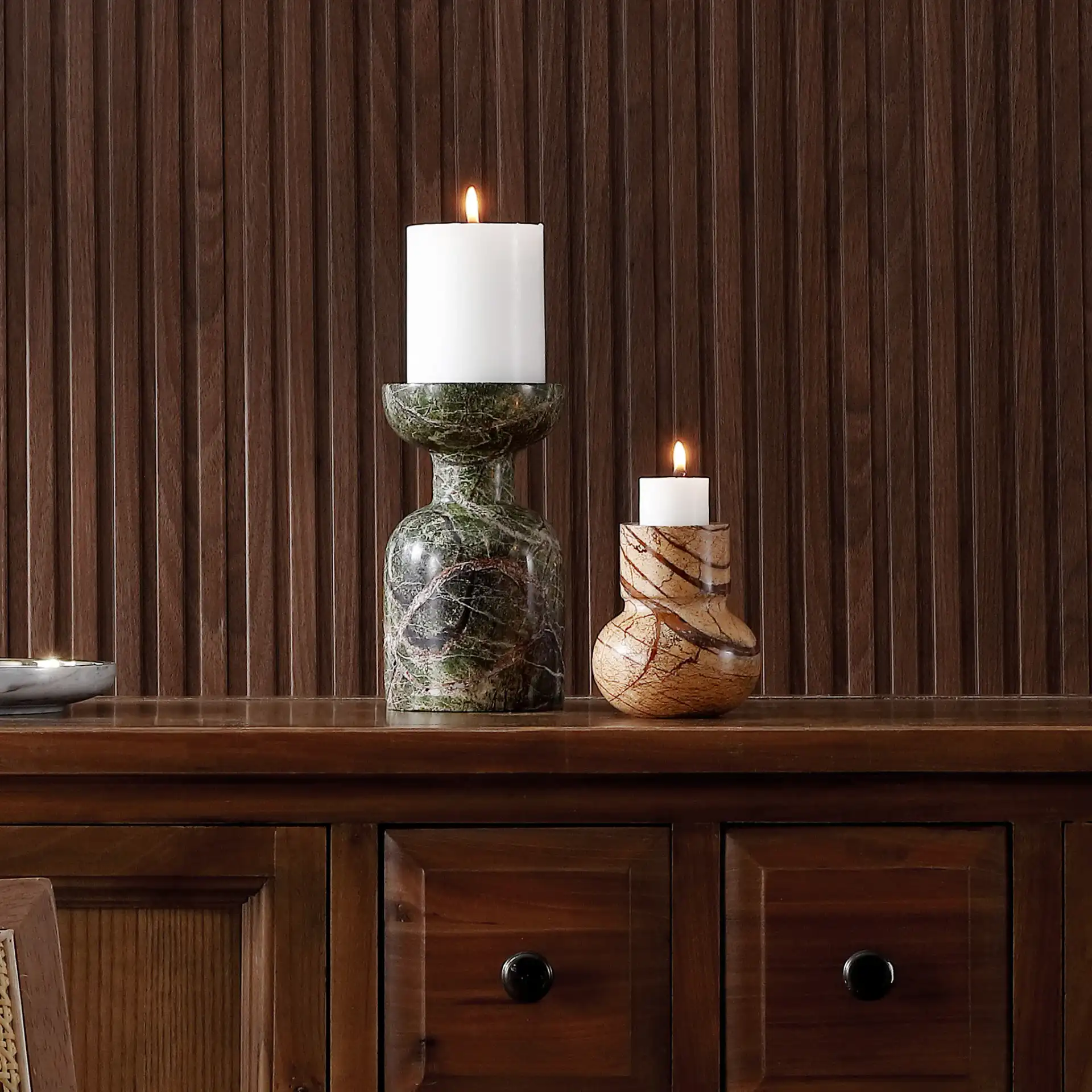 Odessa Candle Holder (Set Of 2) in Multi in a styled room
