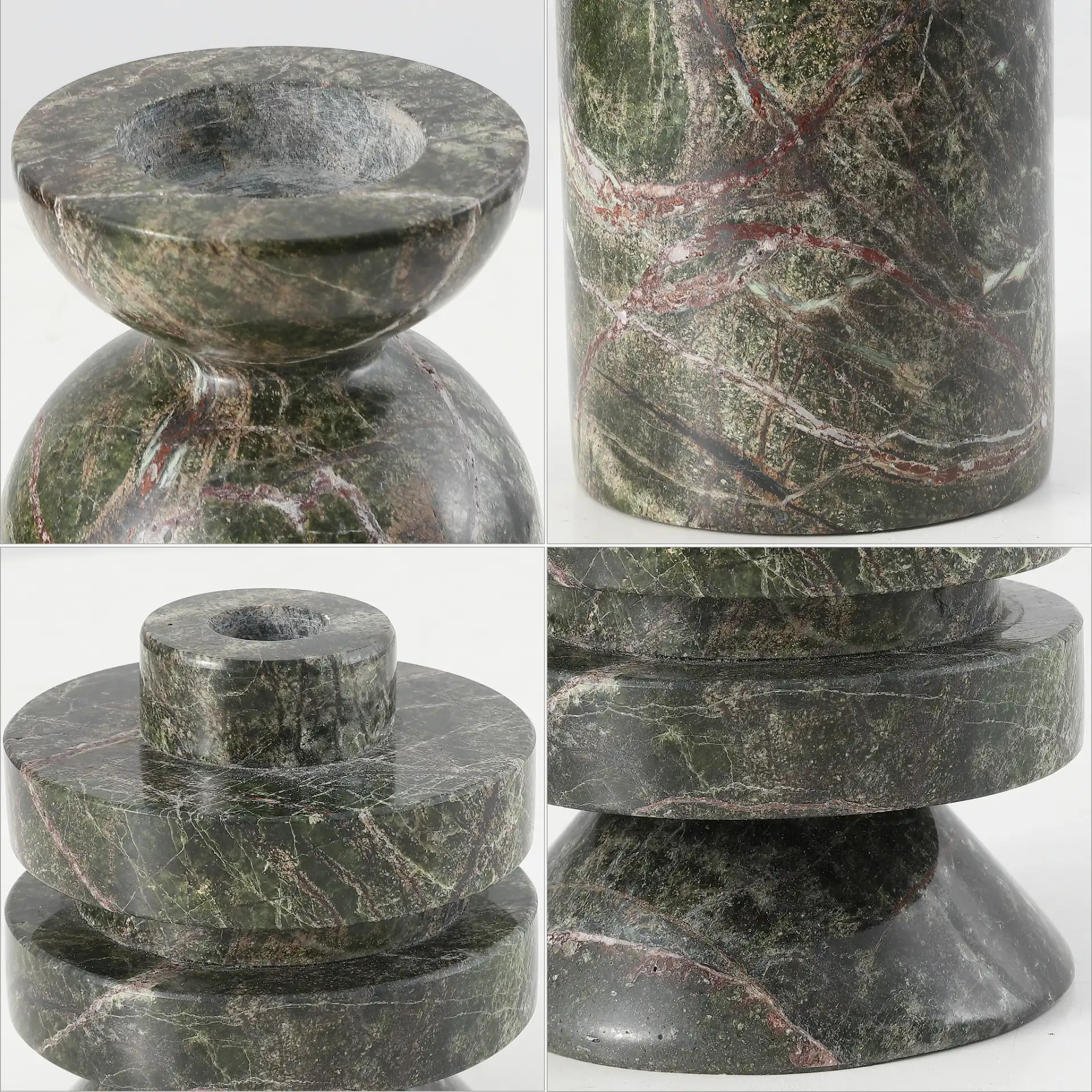 Thea Candle Holder (Set Of 2) in Dark Green in a styled room