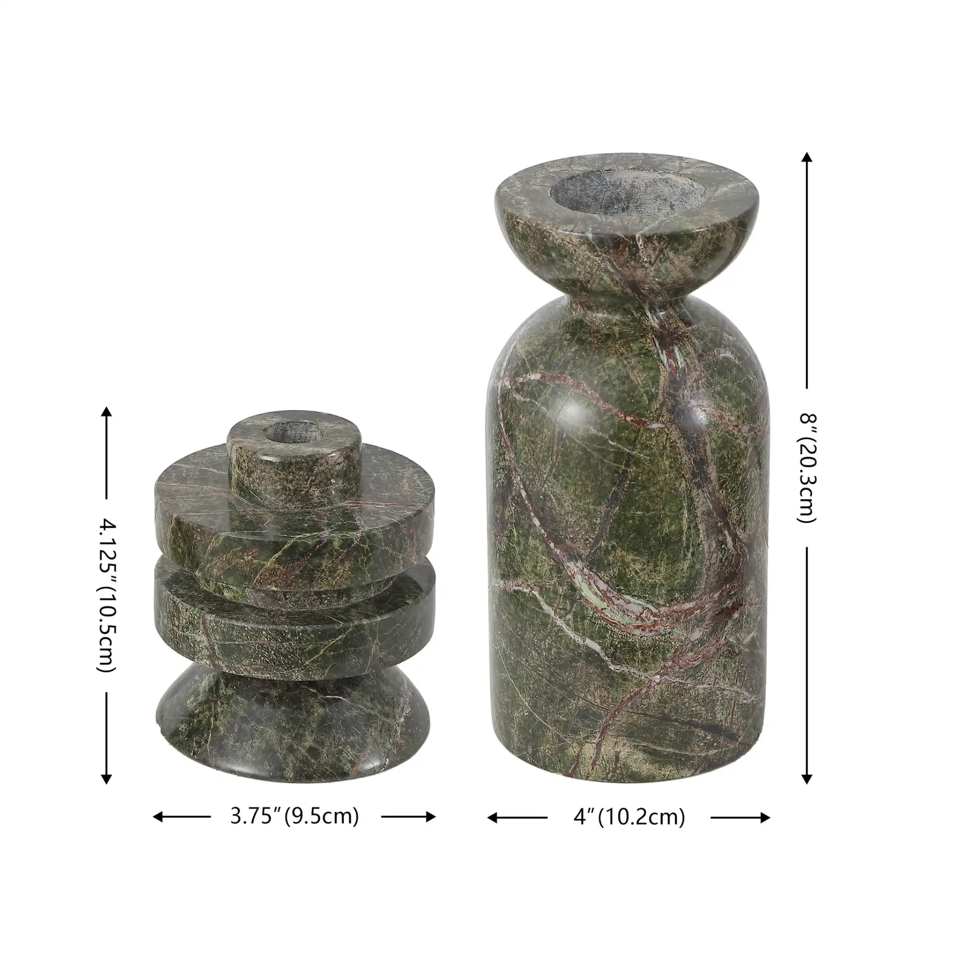 Thea Candle Holder (Set Of 2) in Dark Green, detail view