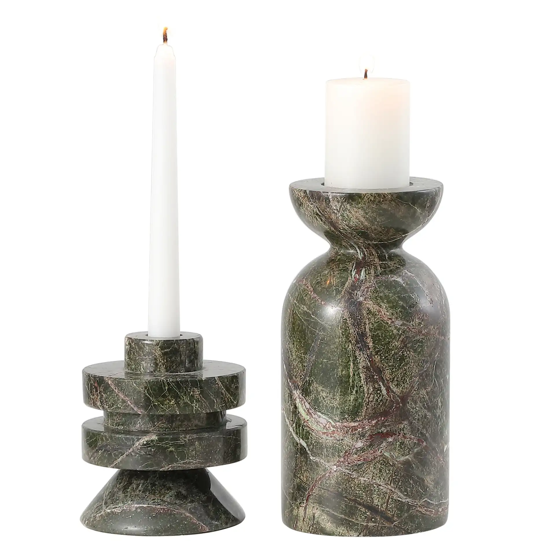 Thea Candle Holder (Set Of 2) in Dark Green