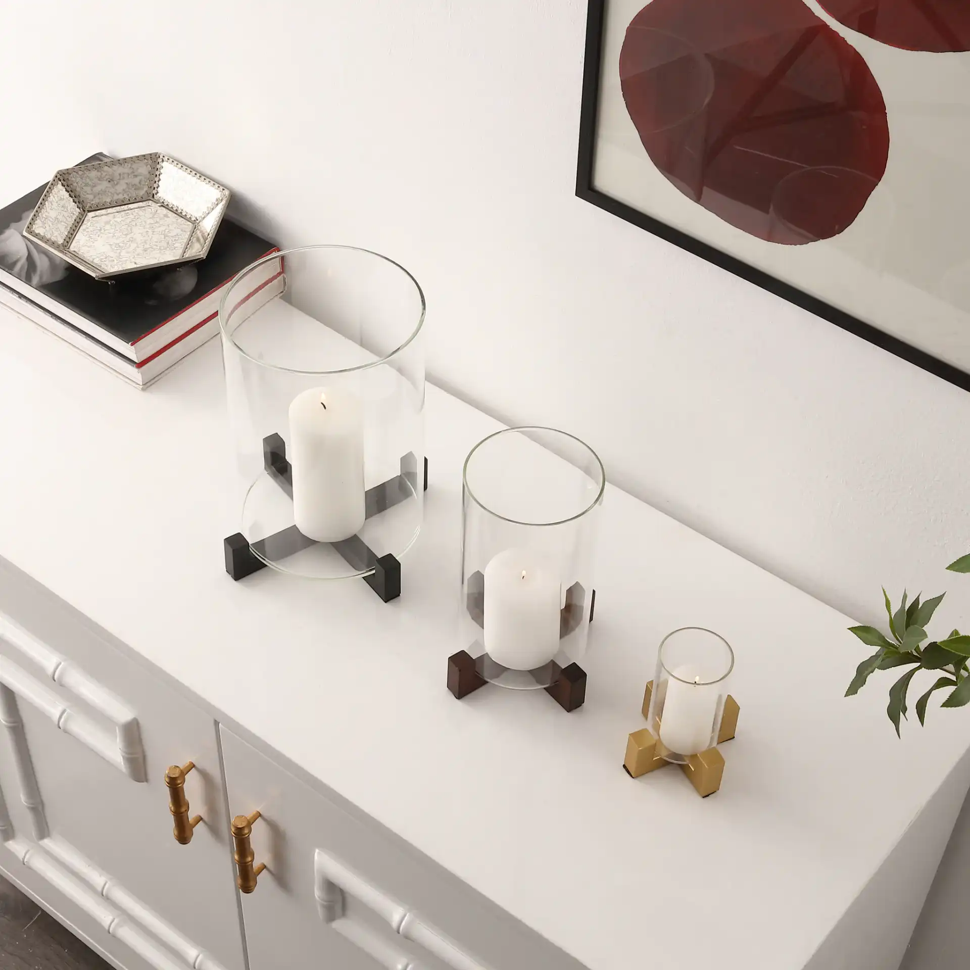 Nifi Candle Holder Set Of 3 in Multi in a styled room