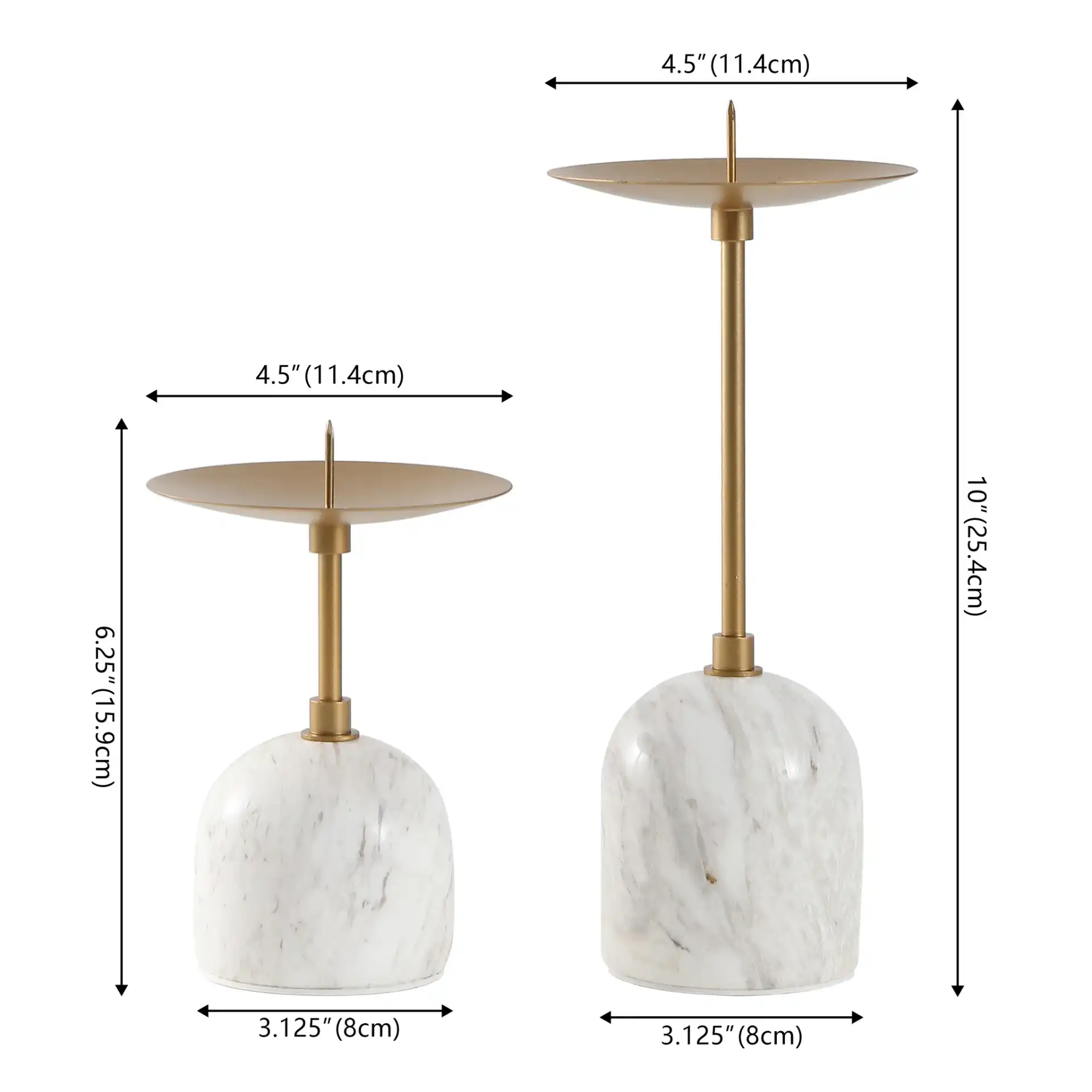 Hara Candle Holder (Set Of 2) in White / Gold, detail view