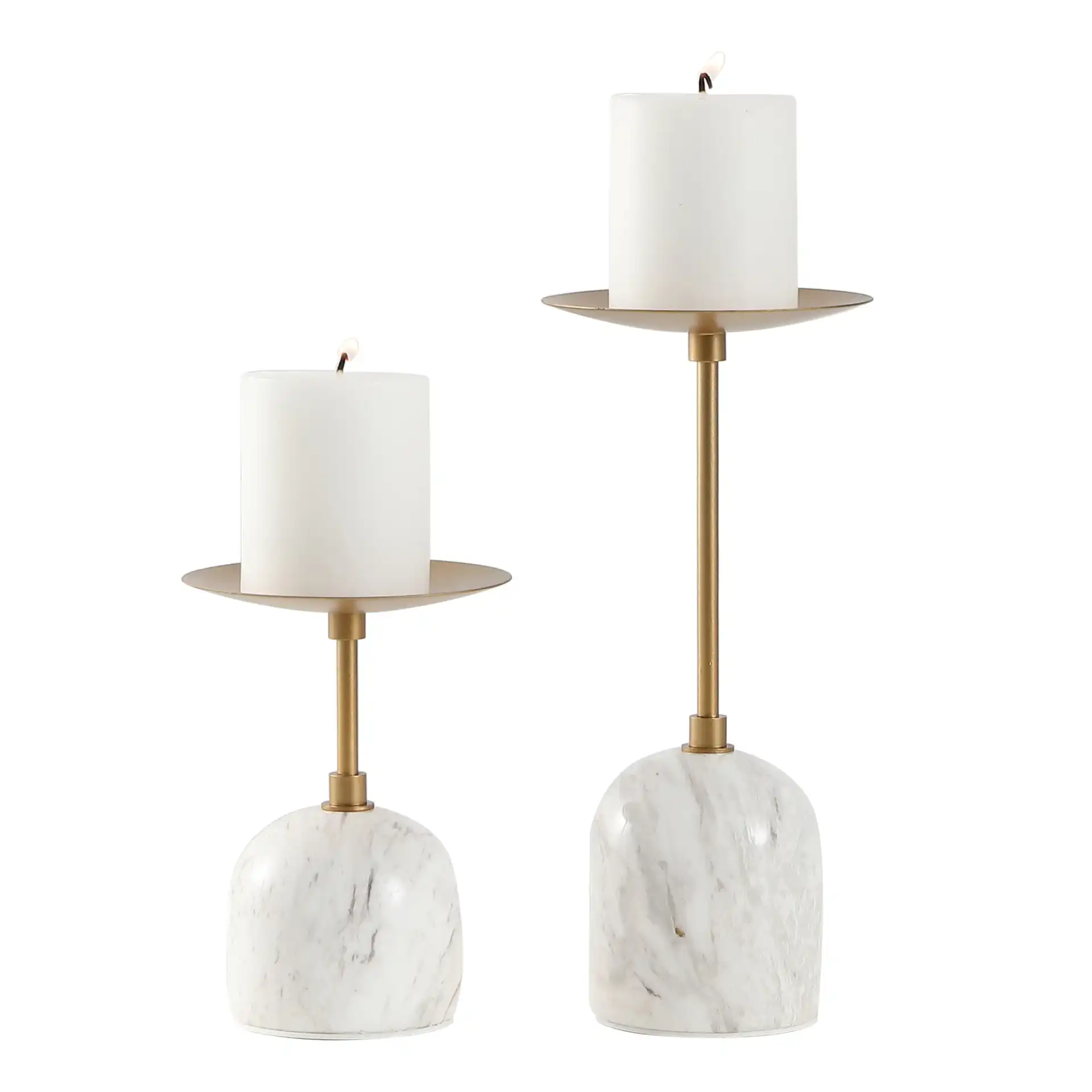 Hara Candle Holder (Set Of 2) in White / Gold