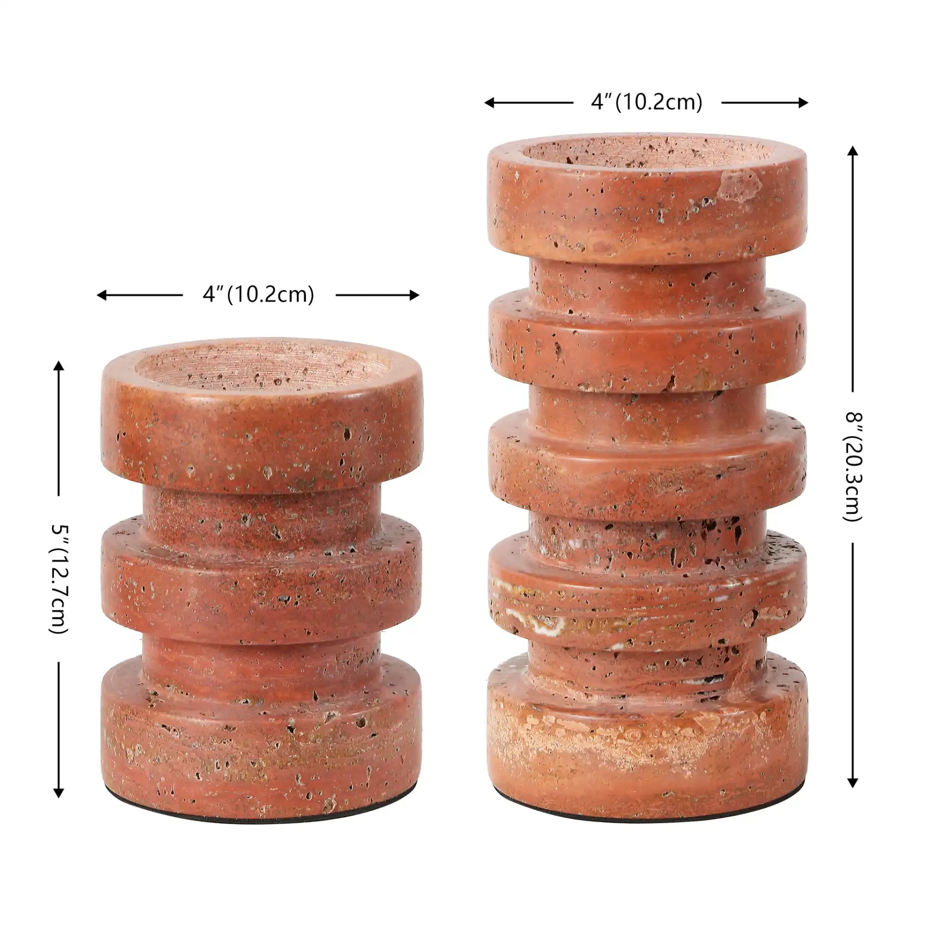 Capri Candle Holder (Set Of 2) in Orange / Rust, detail view