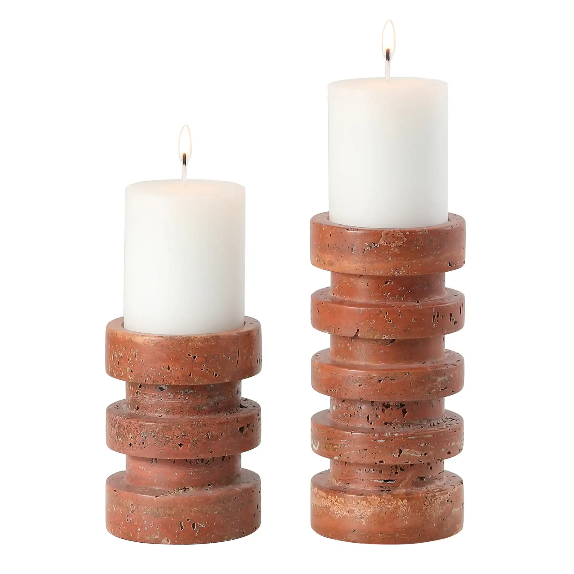 Capri Candle Holder (Set Of 2) in Orange / Rust