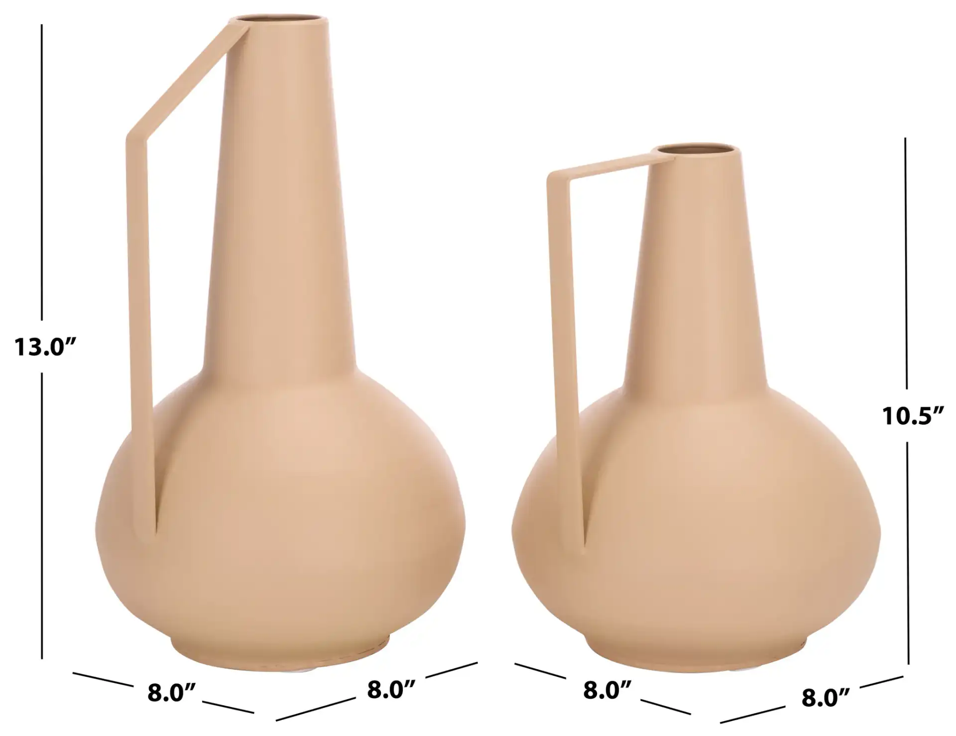 Rafe Iron Vase (Set Of 2) in Beige, detail view