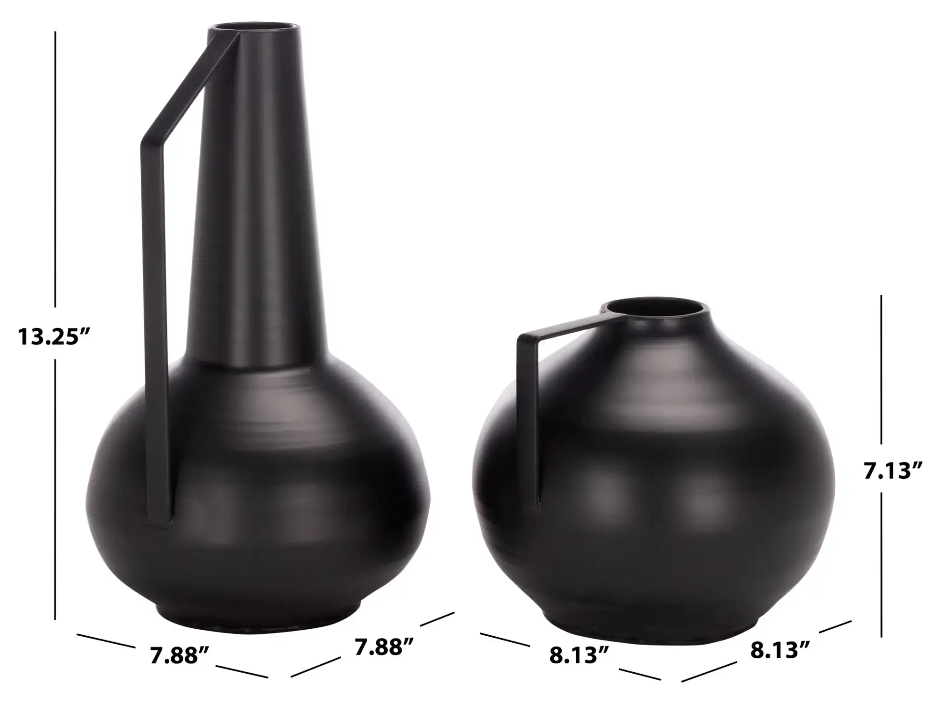 Luca Iron Vase (Set Of 2) in Black, detail view