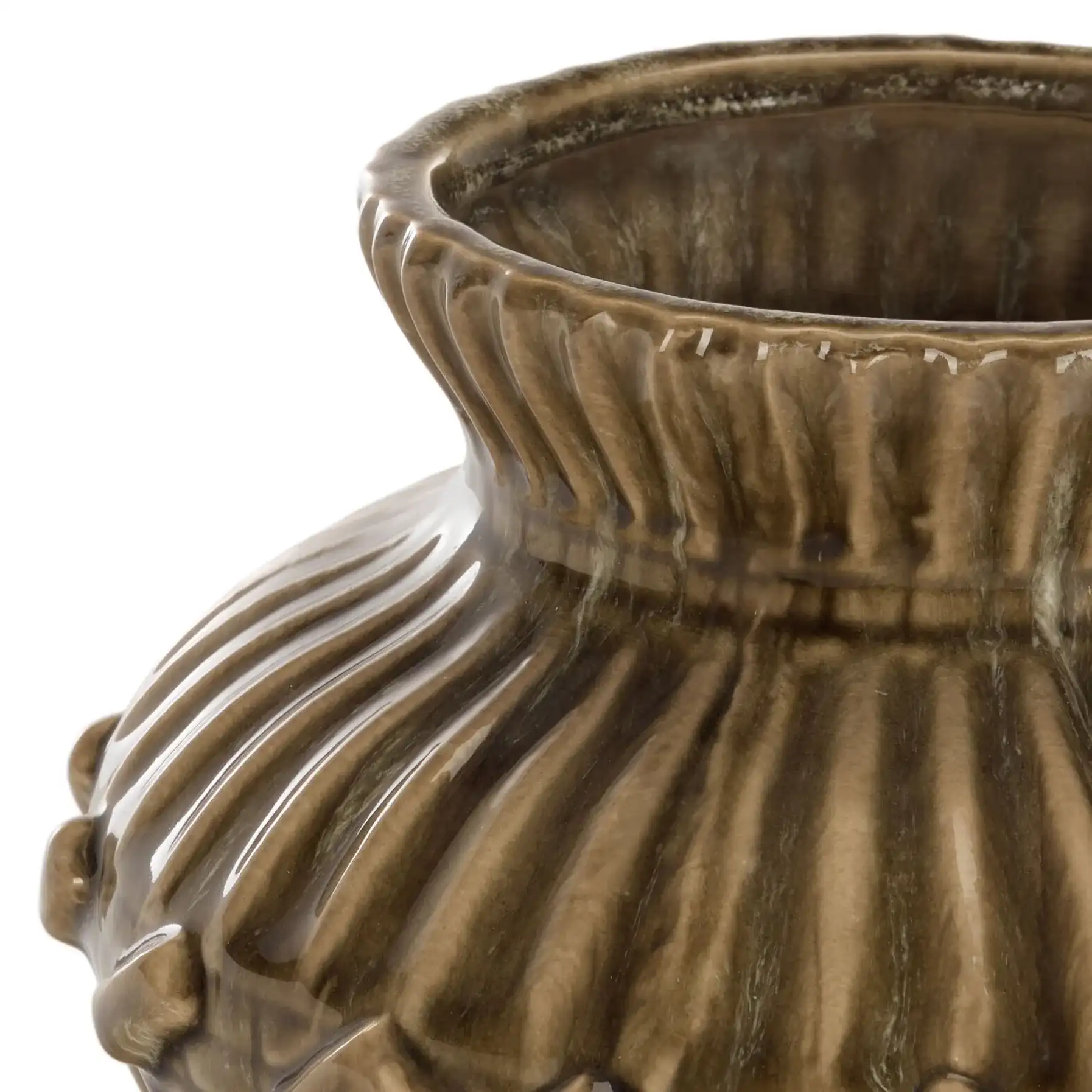 Ria Reactive Ceramic Vase (Set of 2) in Brown / Blue Gray in a styled room