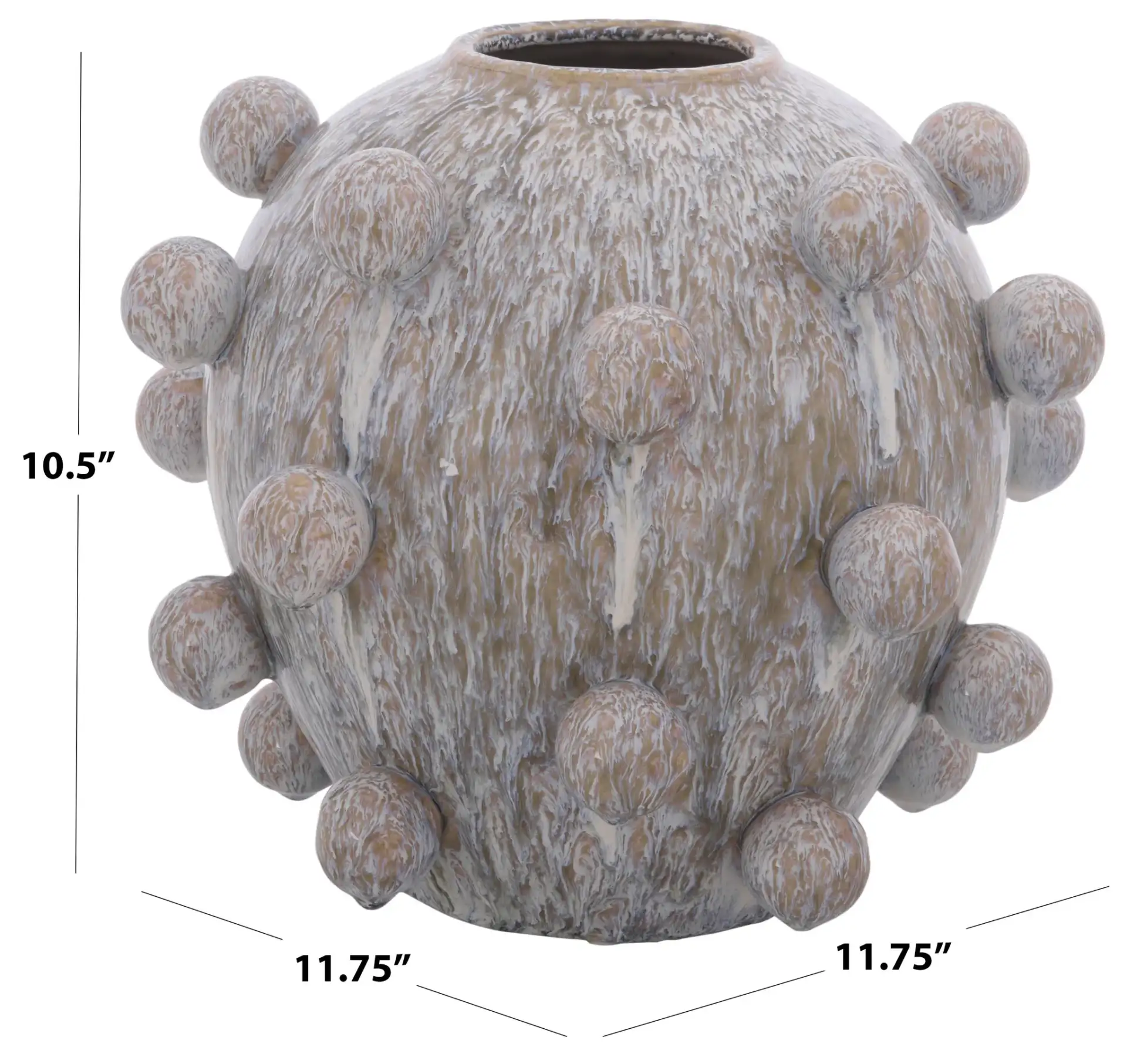 Clio 12 Orb Reactive Ceramic Vase in Off White / Gray, detail view