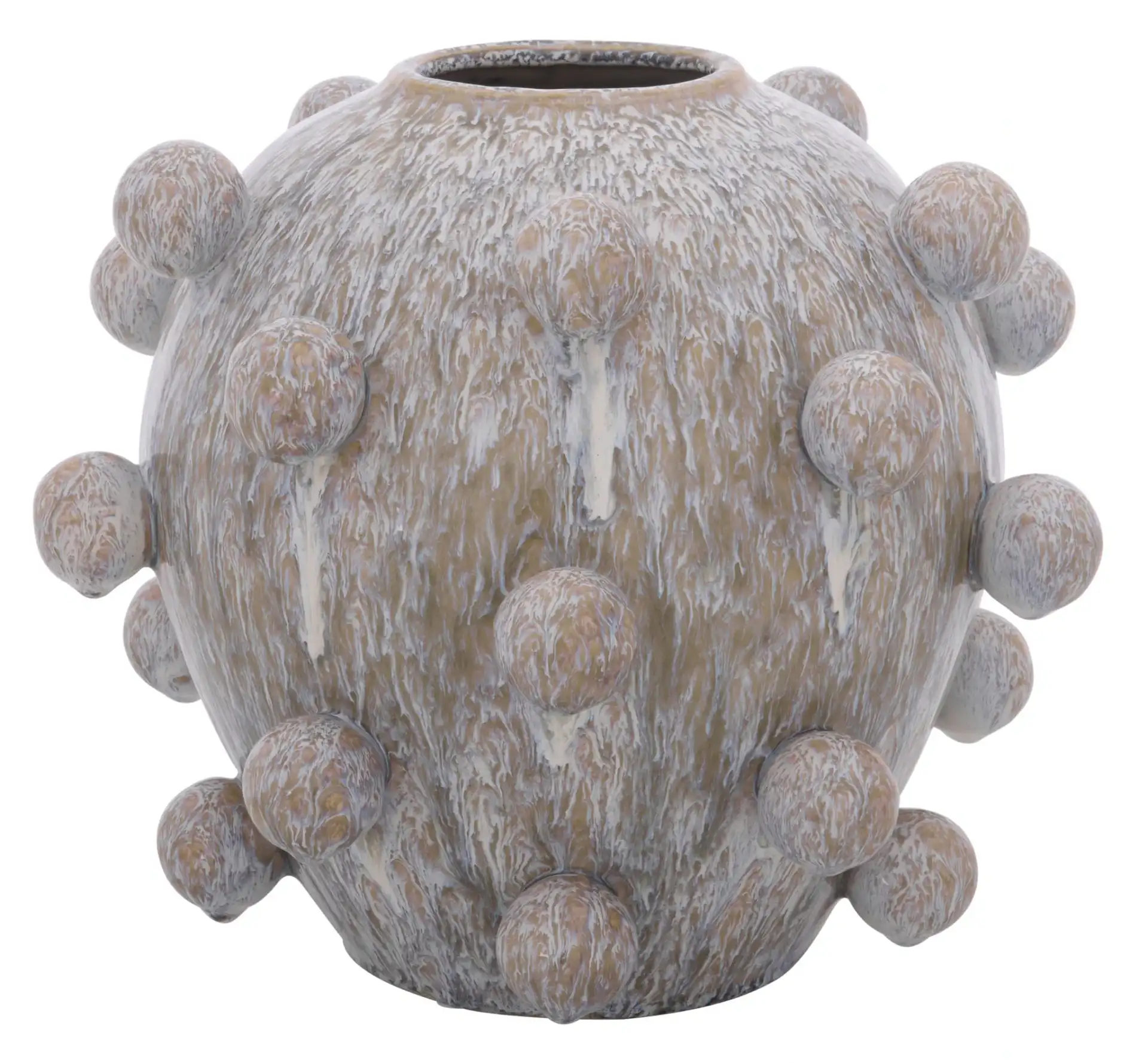 Clio 12 Orb Reactive Ceramic Vase in Off White / Gray