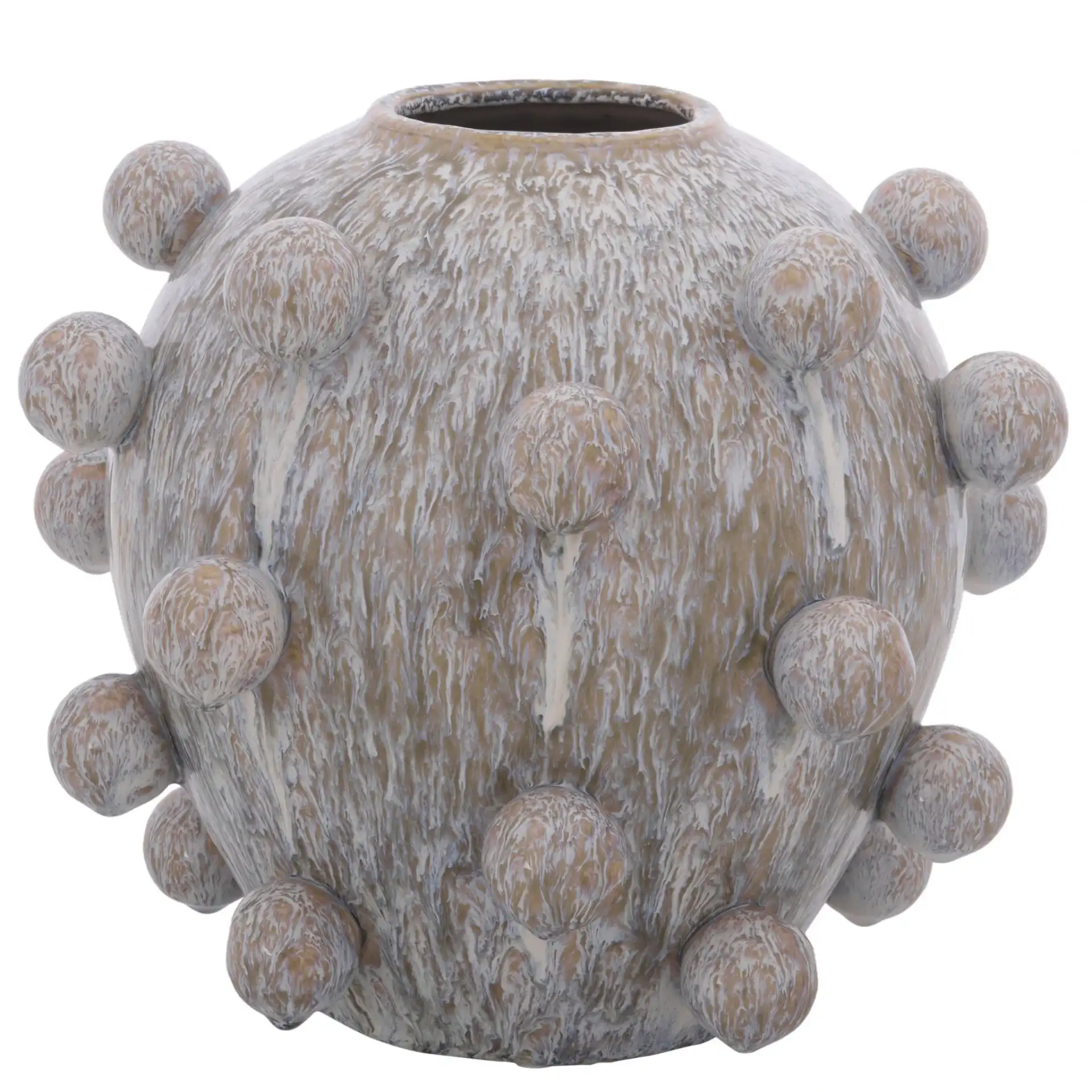 Clio 12 Orb Reactive Ceramic Vase in Off White / Gray, detail view