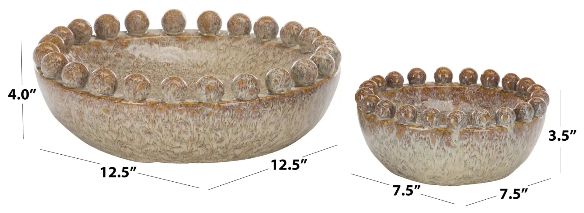 Tera Reactive Ceramic Bowl ( Set Of 2 ) in Cream / Light Brown, detail view