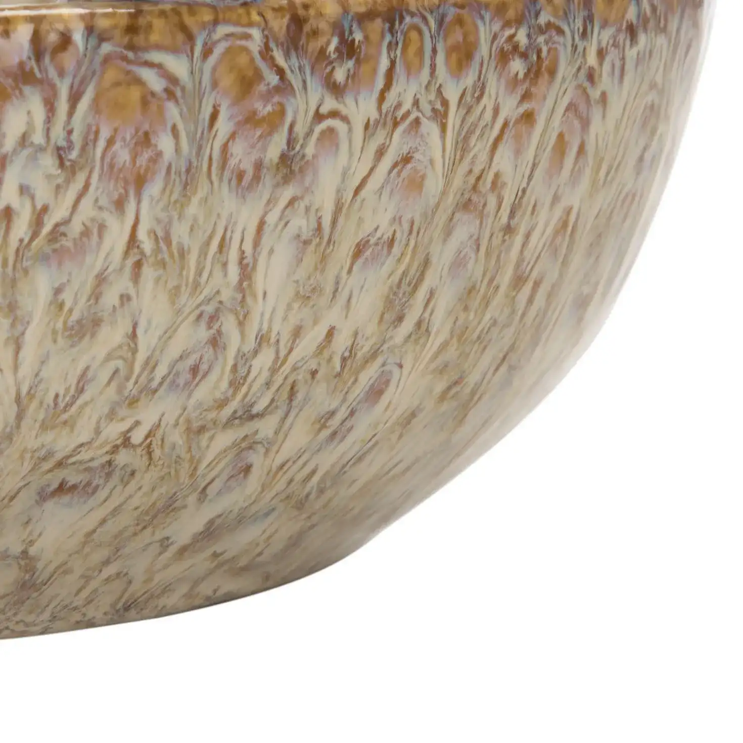 Tera Reactive Ceramic Bowl ( Set Of 2 ) in Cream / Light Brown, detail view