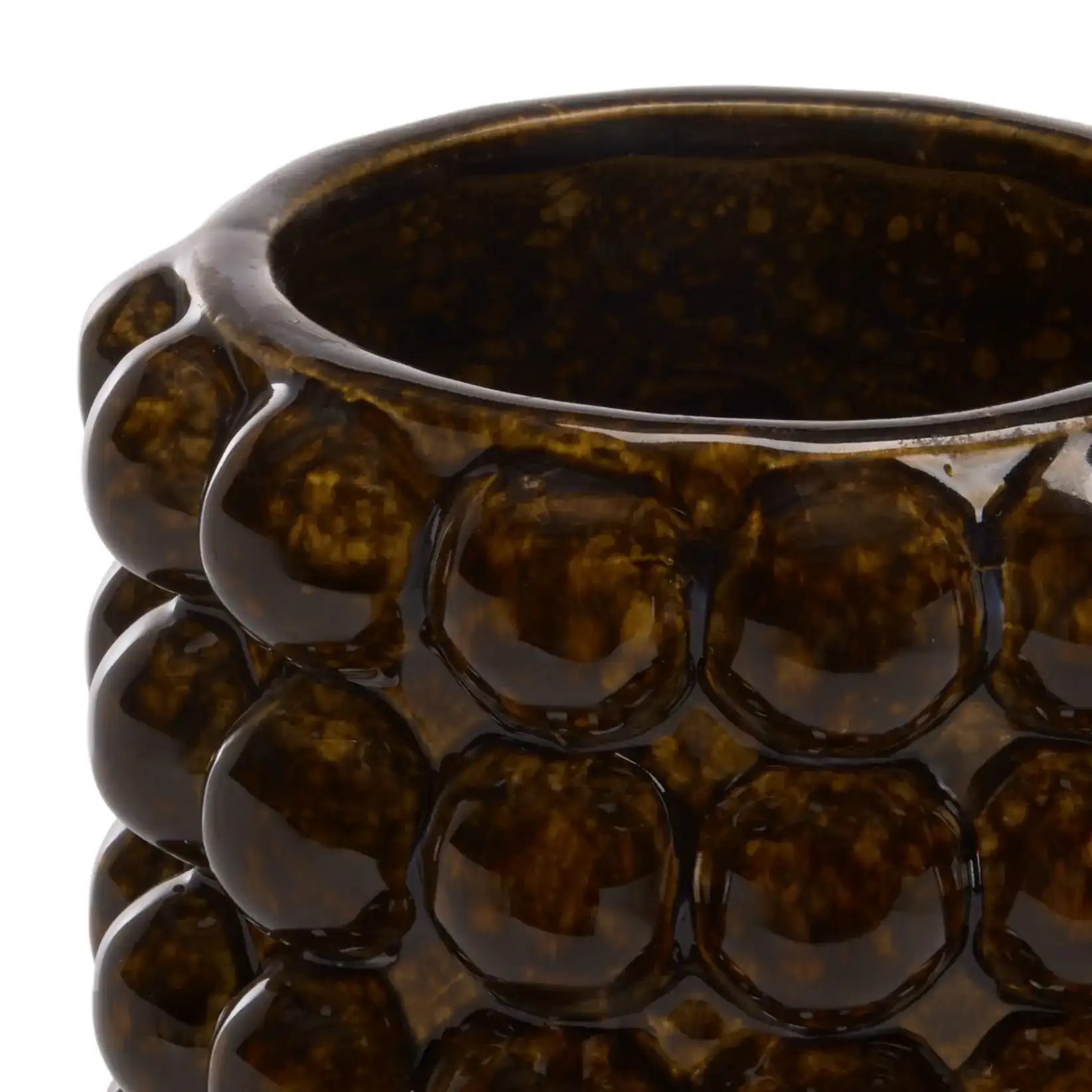 Sfera Bead Reactive Vase (Set of 2) in Brown in a styled room
